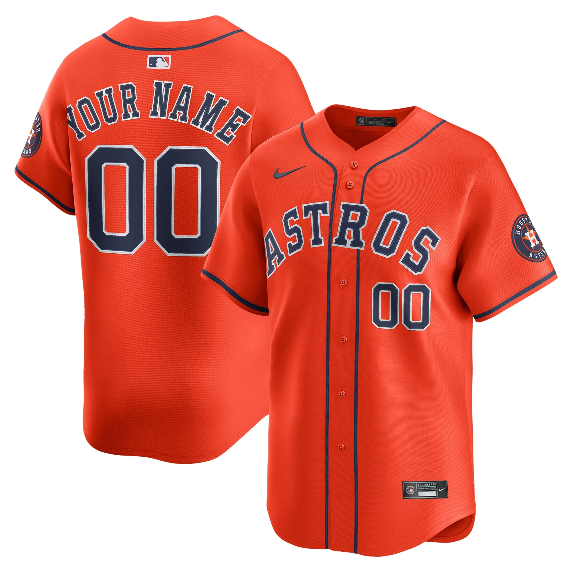 Houston Astros Nike Alternate Limited Custom Jersey - Orange