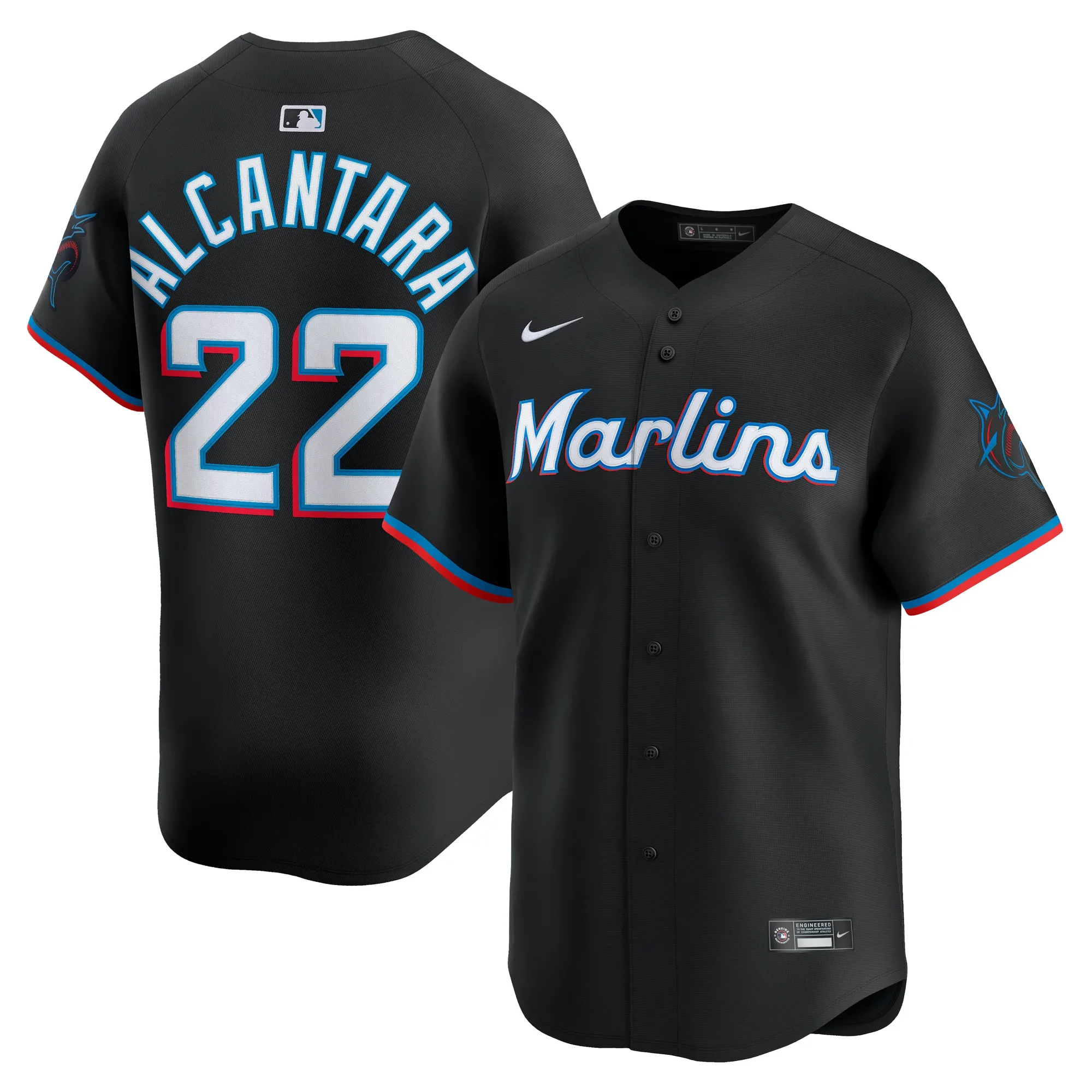Sandy Alcantara Miami Marlins Nike Alternate Limited Player Jersey - Black