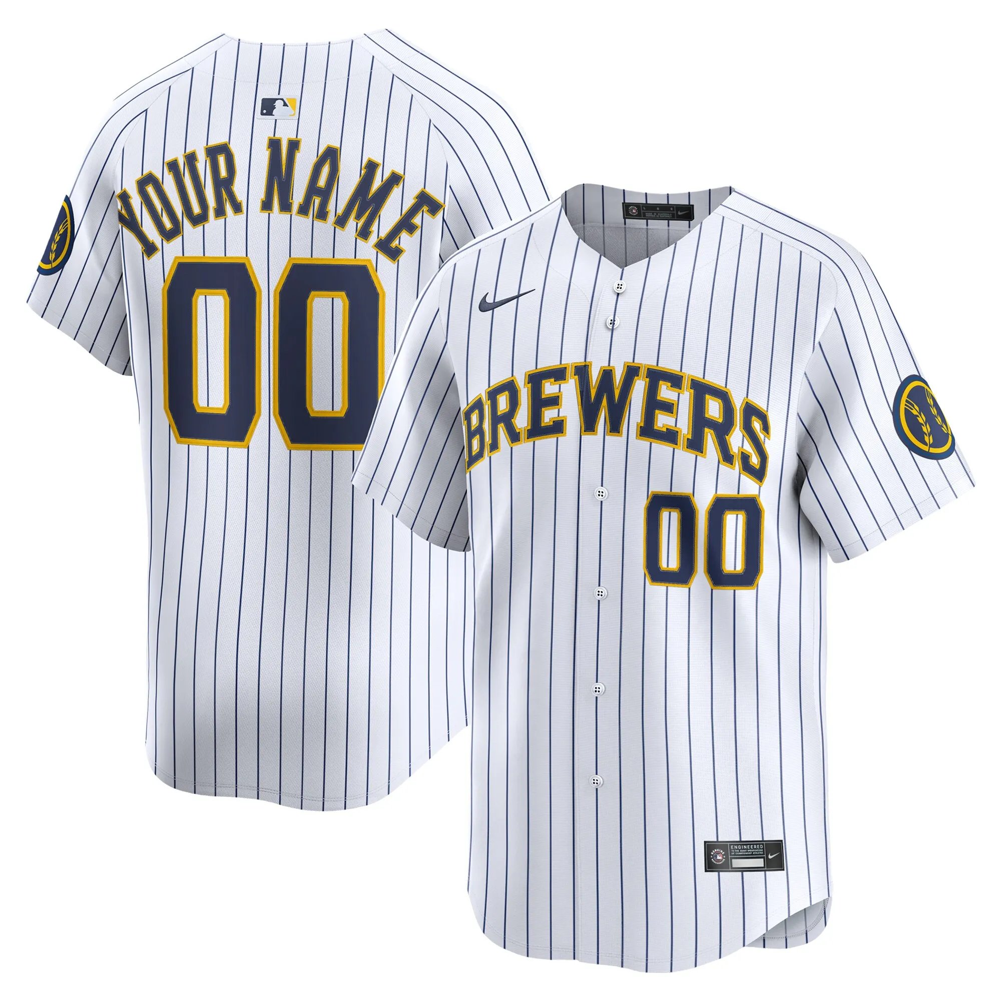 Milwaukee Brewers Nike Alternate Limited Custom Jersey - White