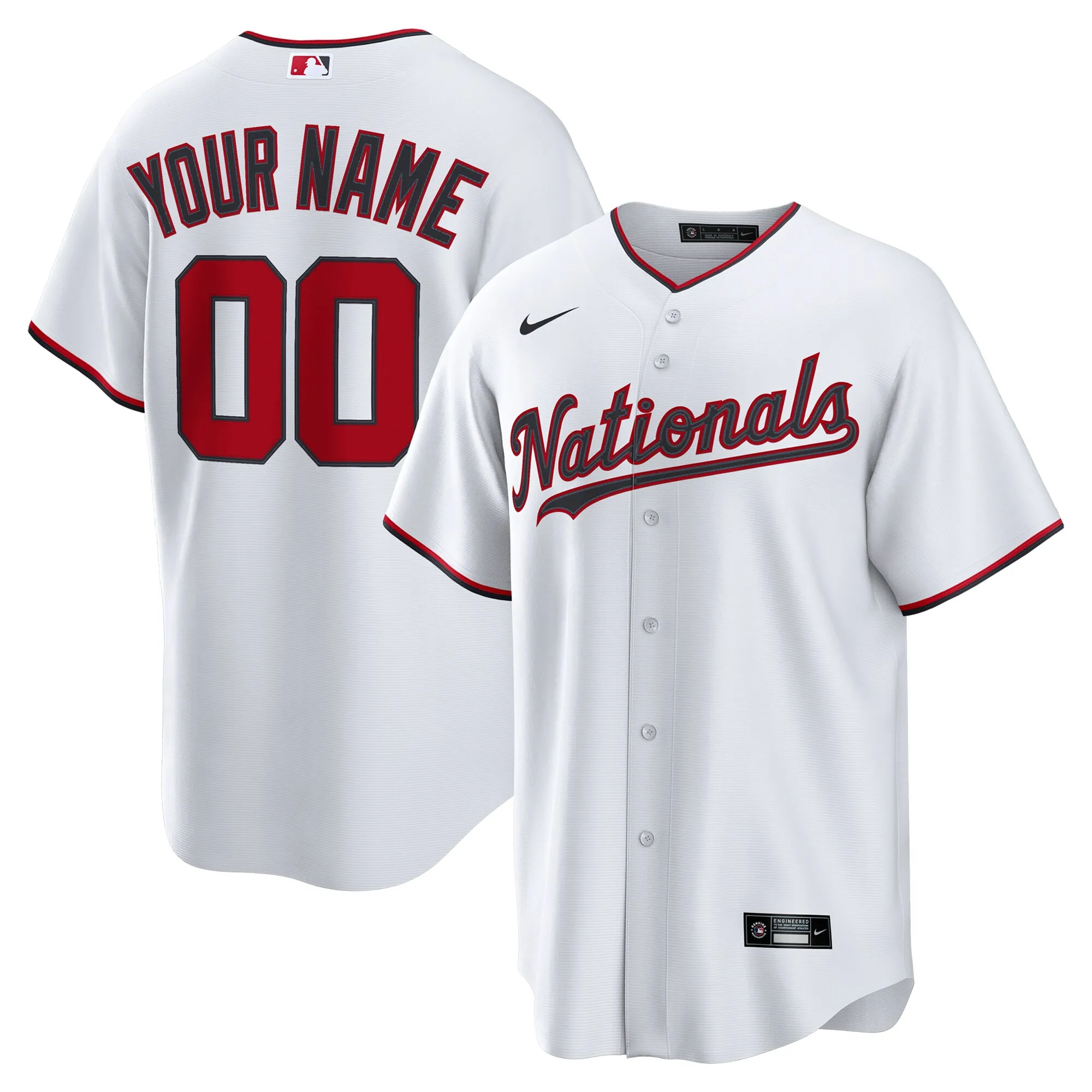 Washington Nationals Nike Home Custom Replica Jersey - White