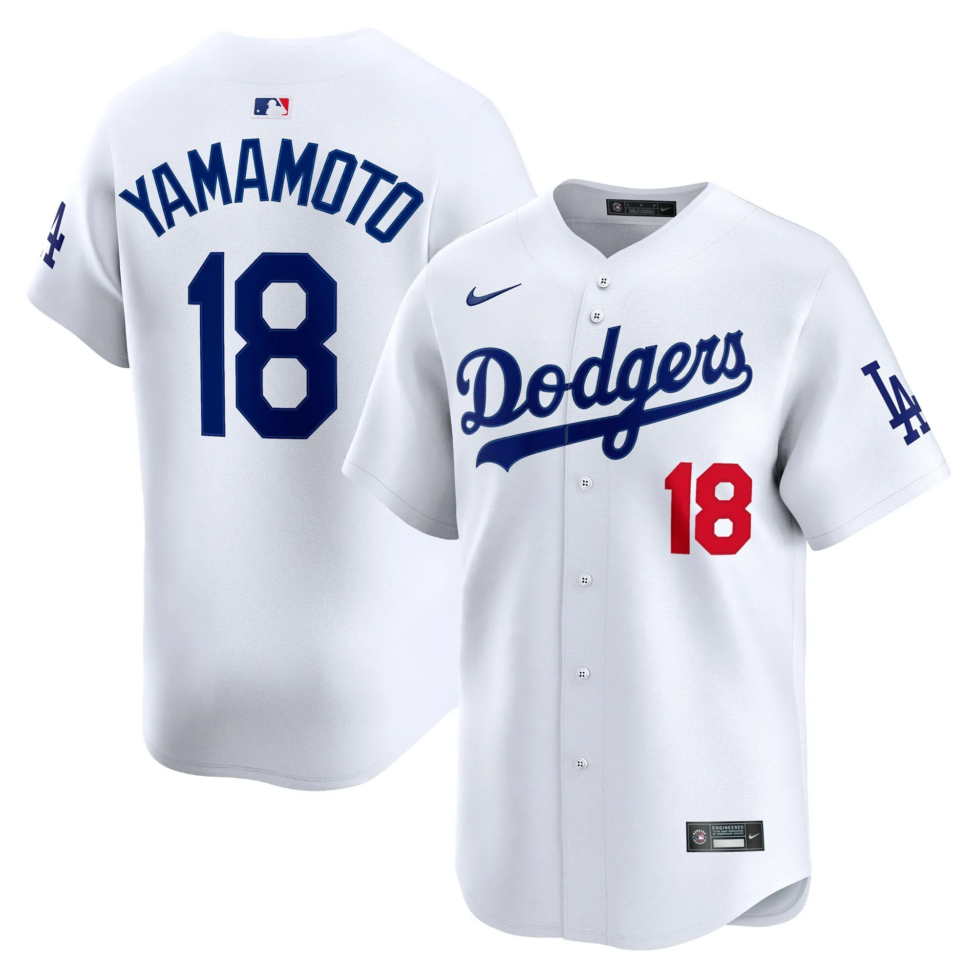 Yoshinobu Yamamoto Los Angeles Dodgers Nike Home Limited Player Jersey - White