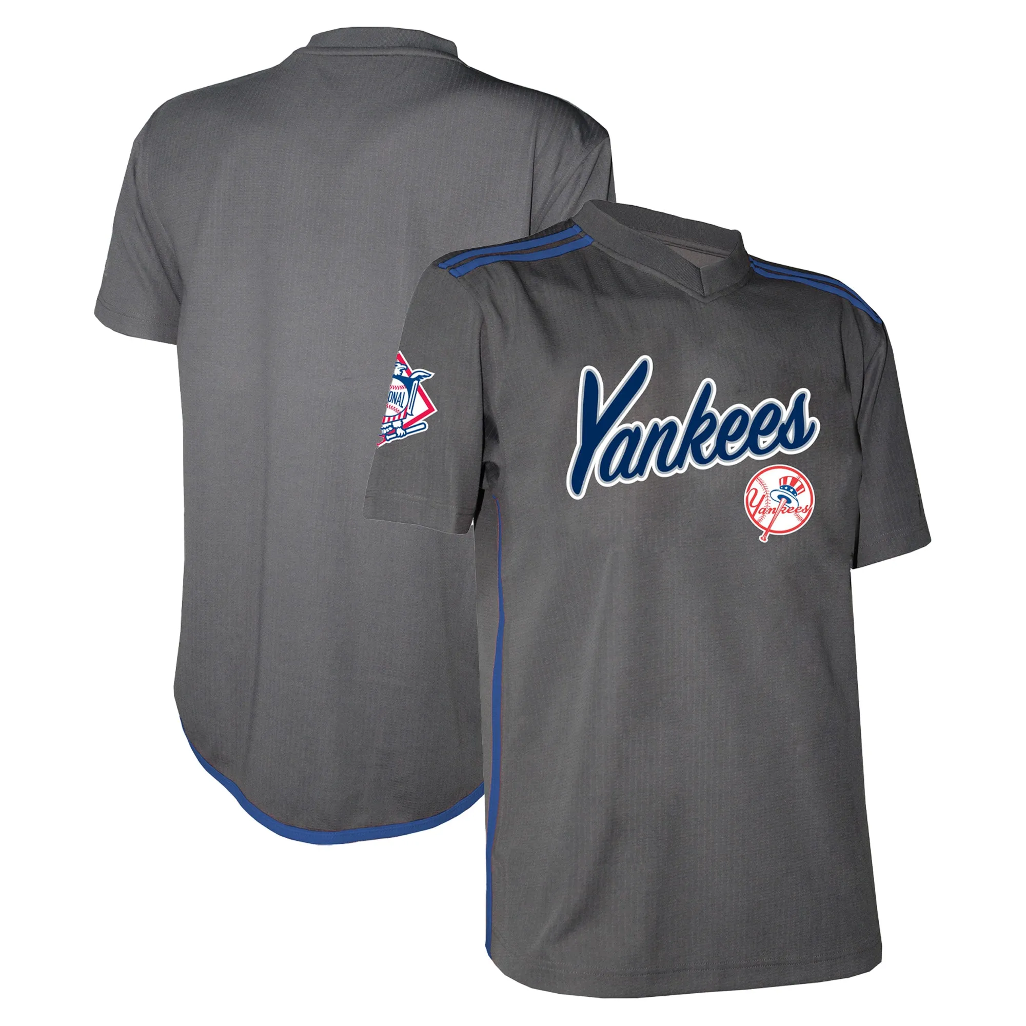 New York Yankees Stitches  Team V-Neck Jersey - Charcoal