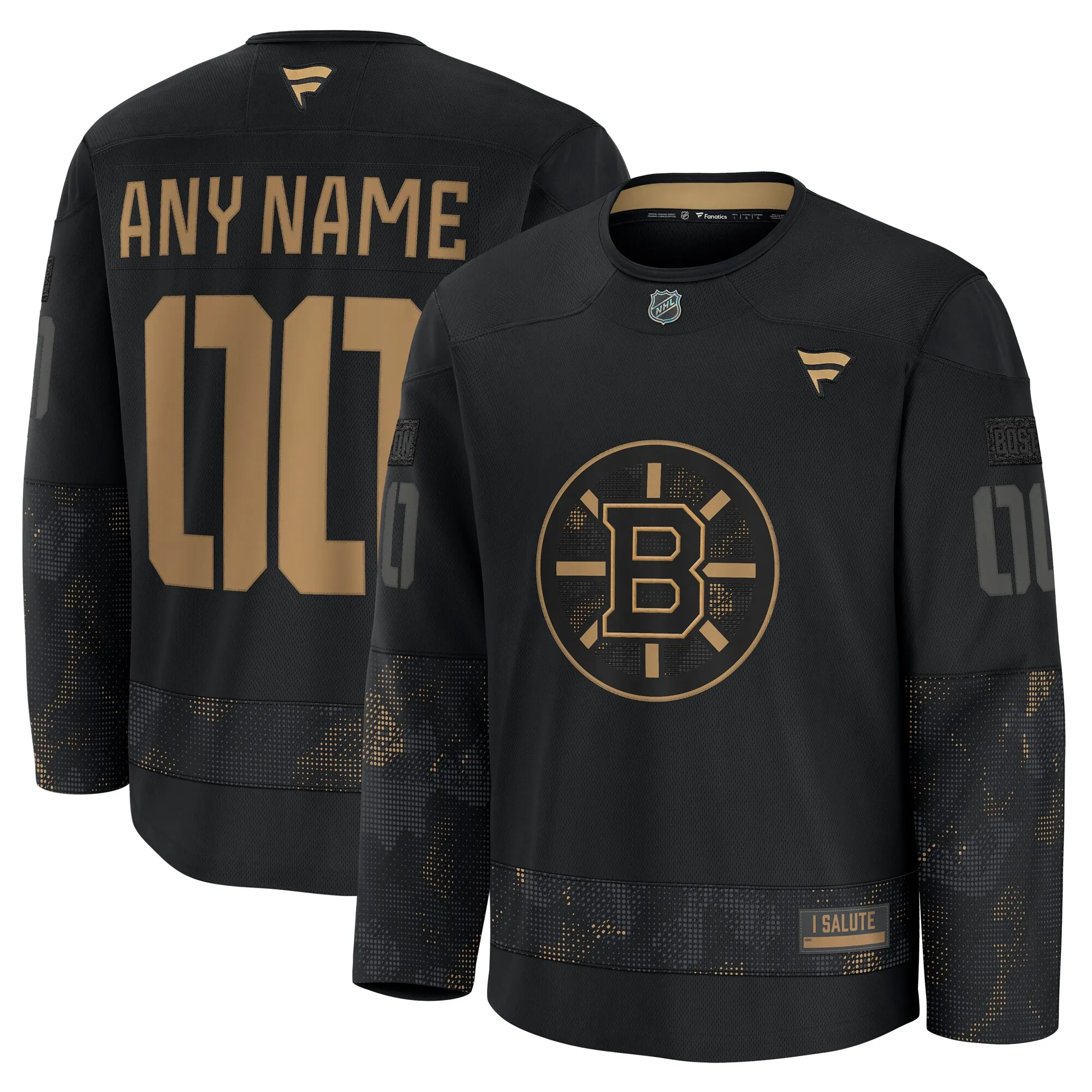 Boston Bruins Fanatics 2024 Military Appreciation Custom Practice Jersey - Black