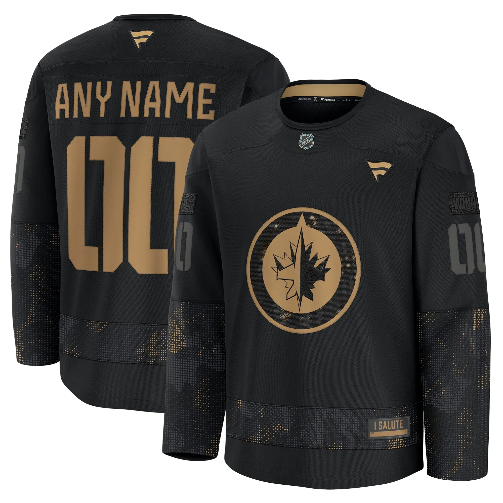 Winnipeg Jets Fanatics 2024 Military Appreciation Custom Practice Jersey - Black