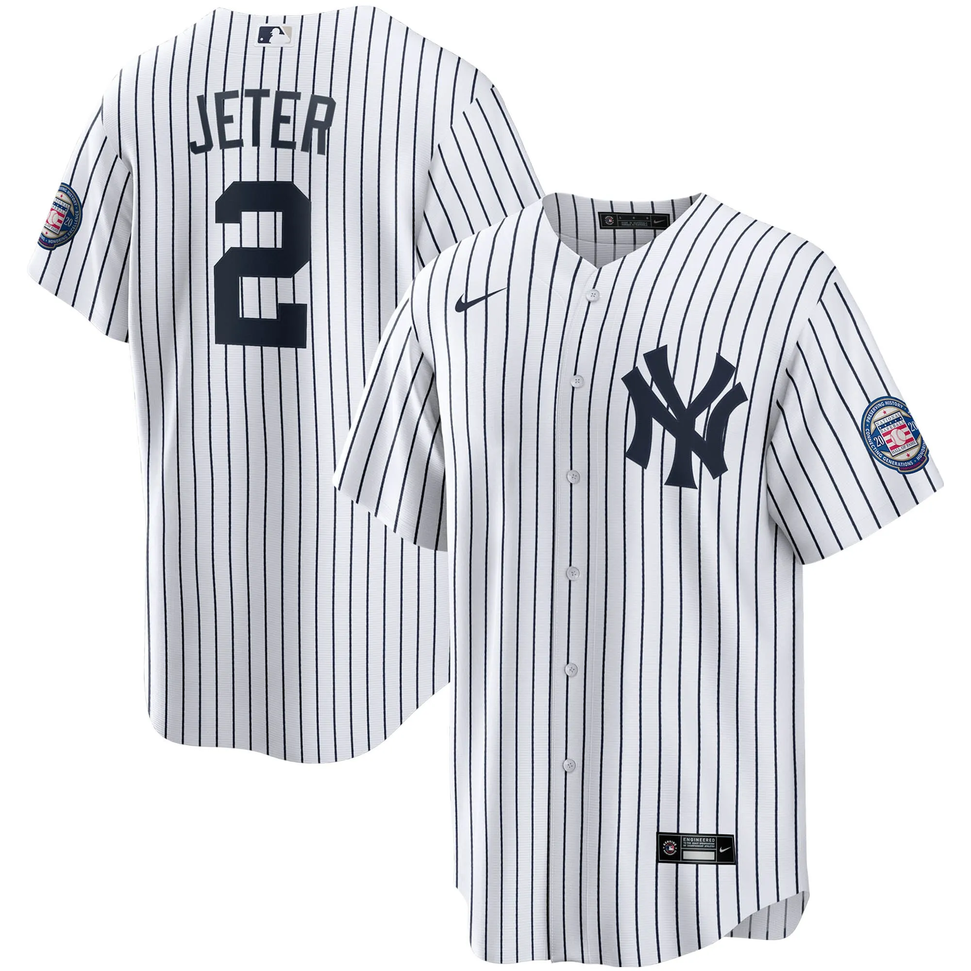 Derek Jeter New York Yankees Nike 2020 Hall of Fame Induction Home Replica Player Name Jersey - White-Navy