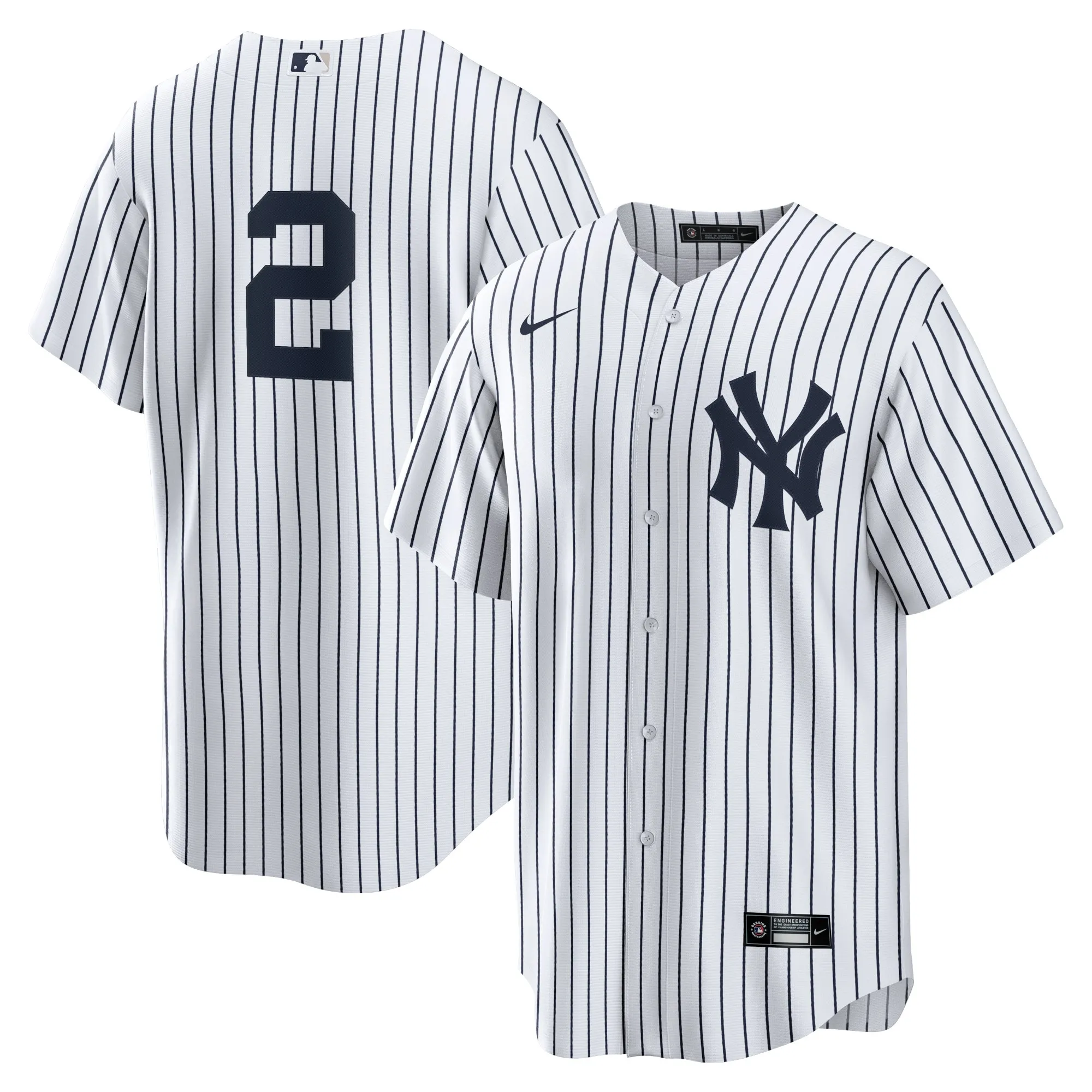 Derek Jeter New York Yankees Nike Replica Jersey - White-Navy