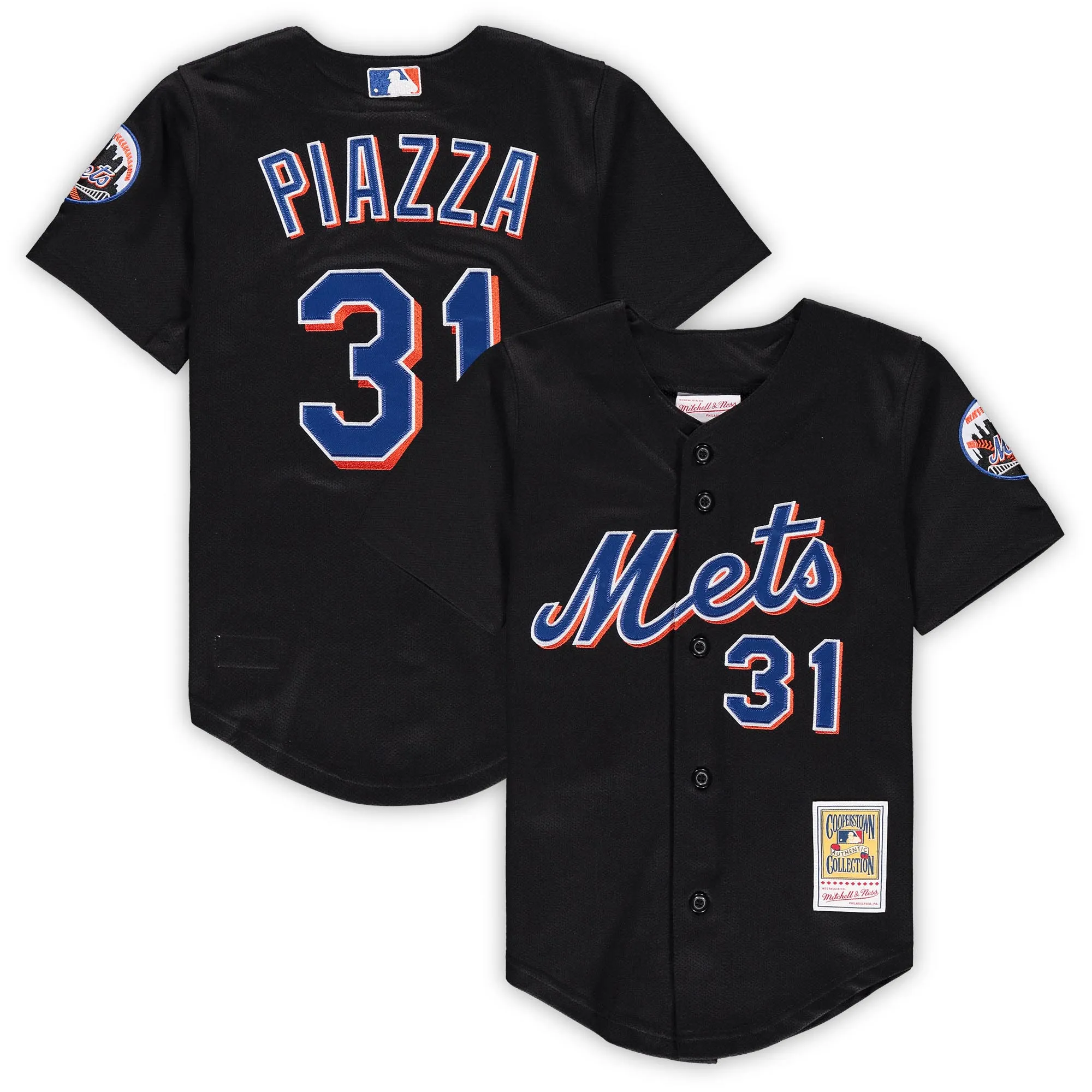 Mike Piazza New York Mets Mitchell & Ness Preschool & Toddler Cooperstown Collection Mesh Jersey - Black