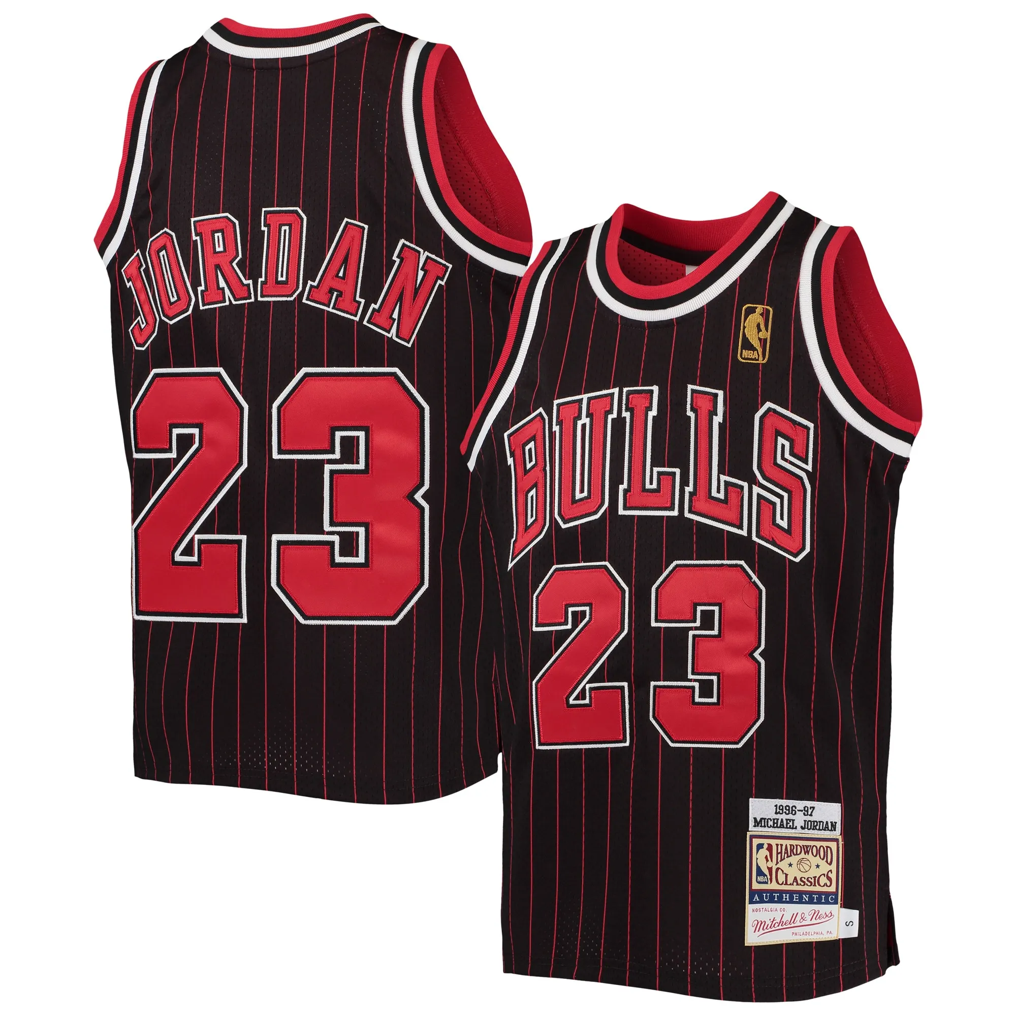 Michael Jordan Chicago Bulls Mitchell & Ness Youth 1996-97 Hardwood Classics Authentic Jersey - Black-Red
