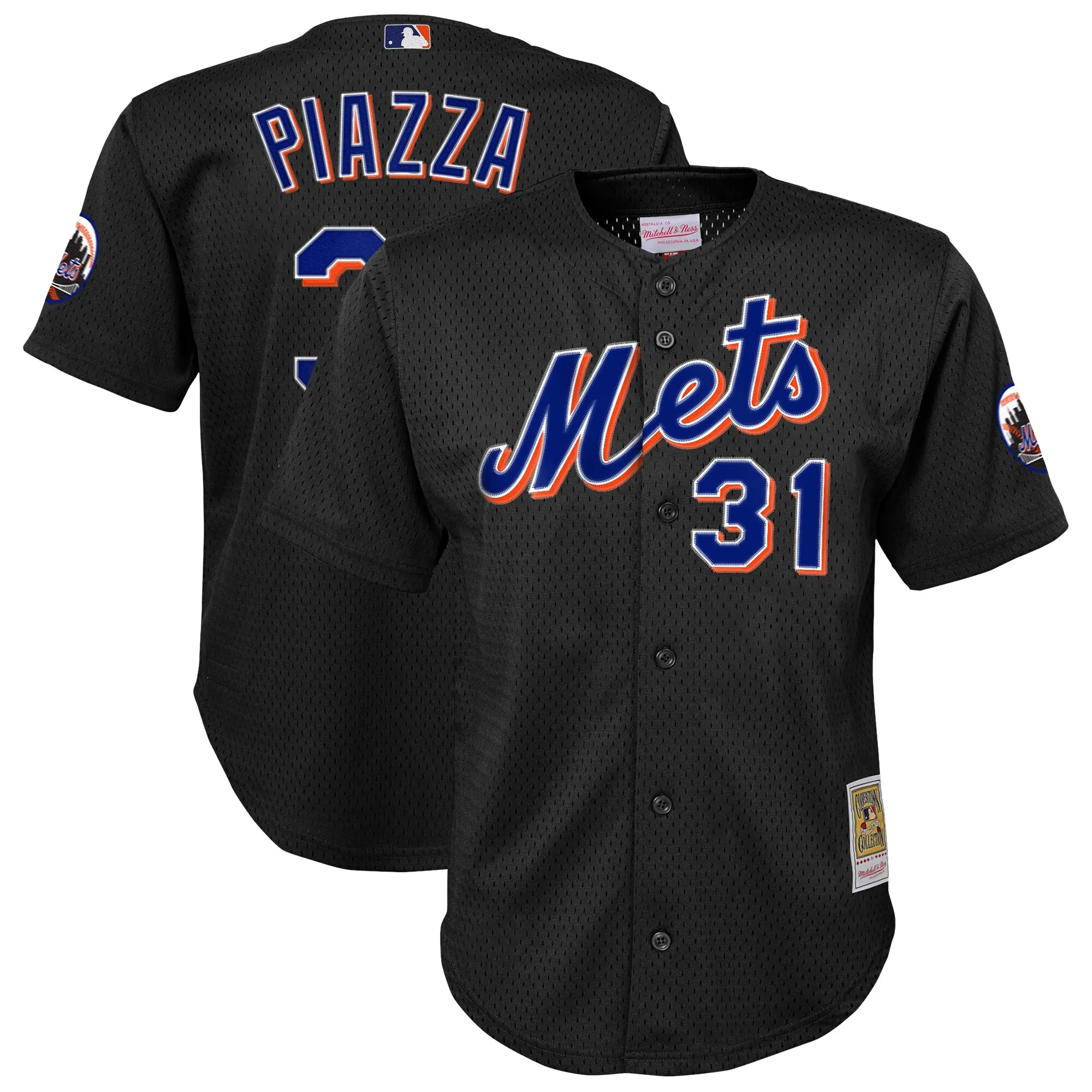 Mike Piazza New York Mets Mitchell & Ness Toddler Cooperstown Collection Mesh Batting Practice Jersey - Black