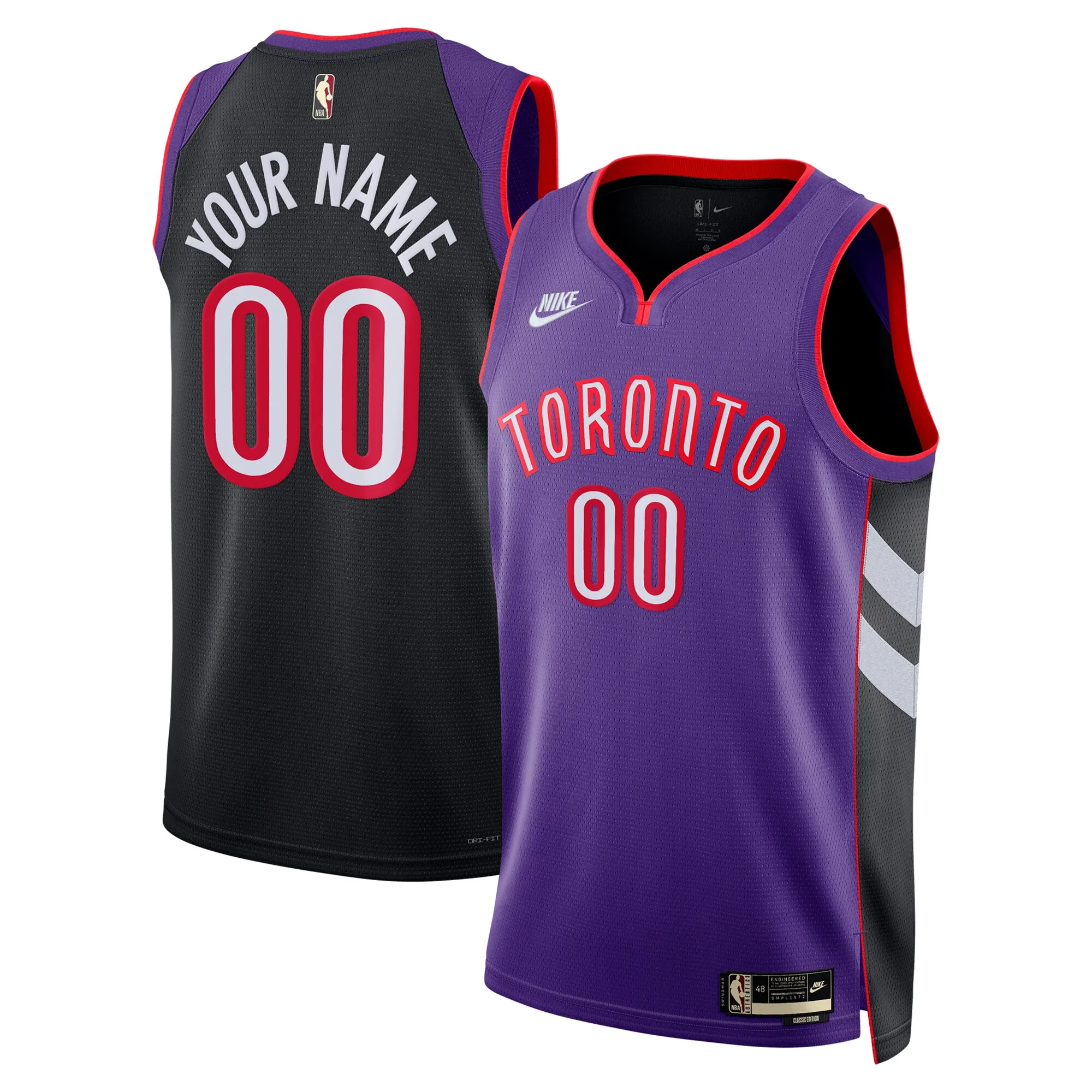 Toronto Raptors Nike Unisex Adult Swingman Custom Jersey - Classic Edition - Purple