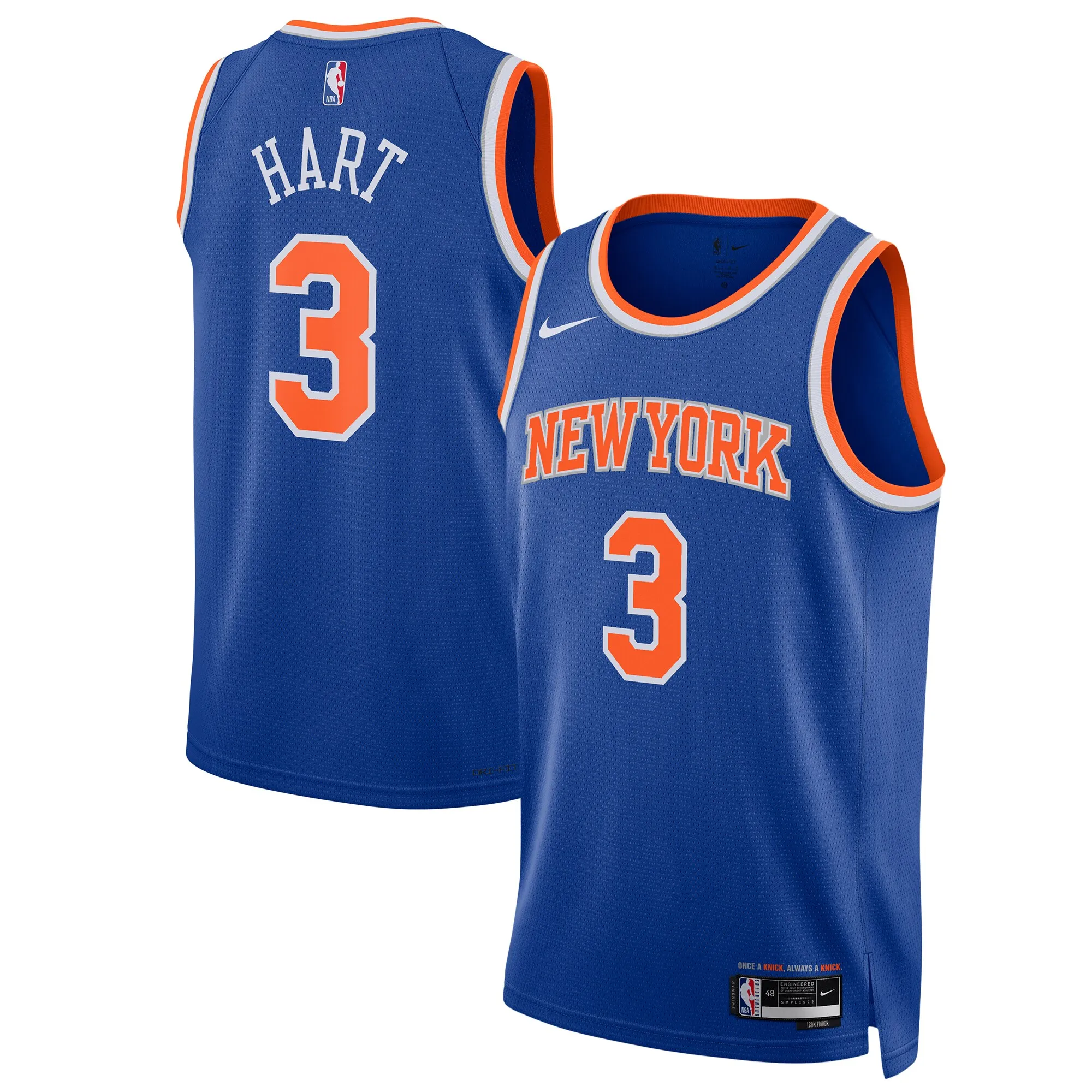 Josh Hart New York Knicks Nike Unisex Swingman Player Jersey - Icon Edition - Blue