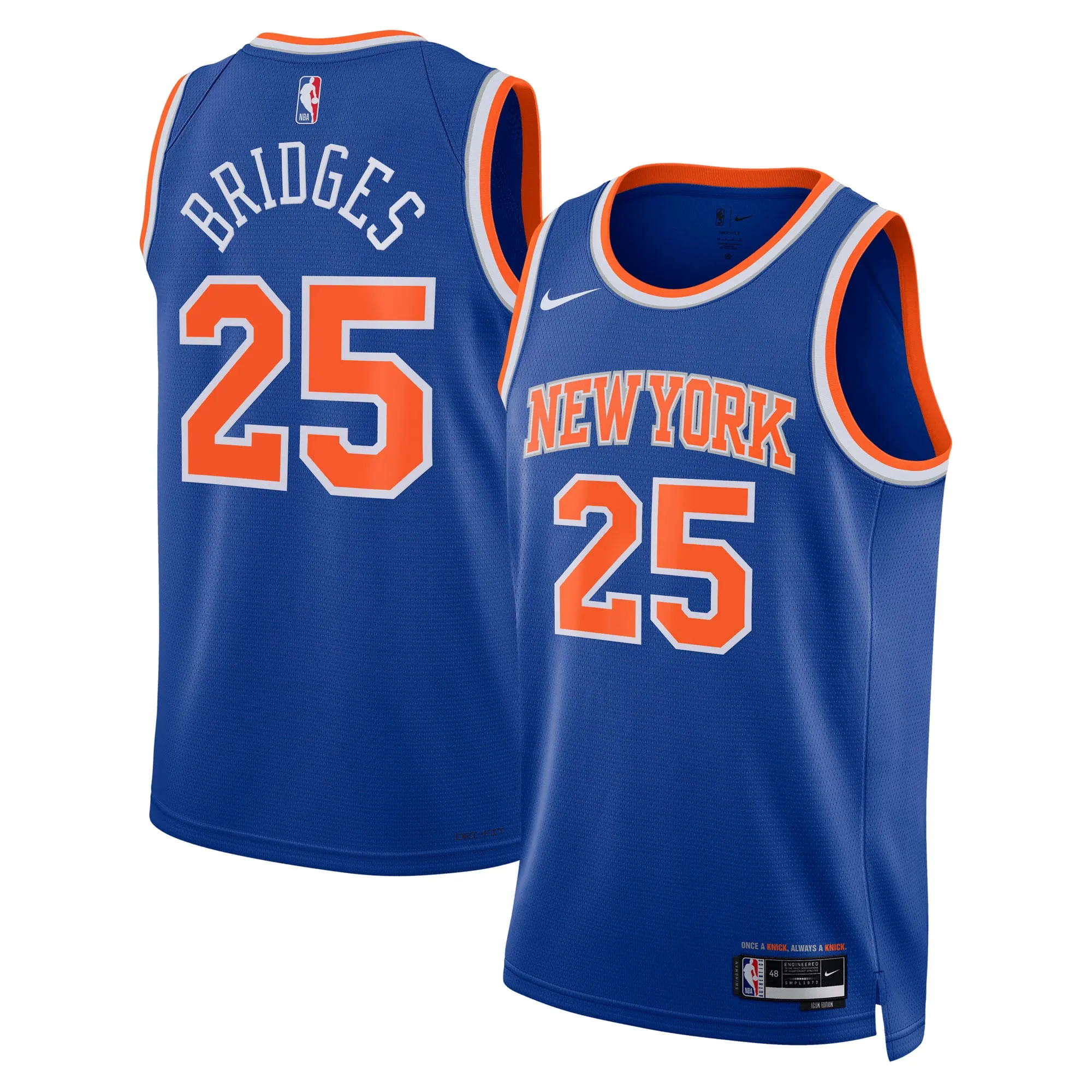 Mikal Bridges New York Knicks Nike Unisex Swingman Jersey - Icon Edition - Blue