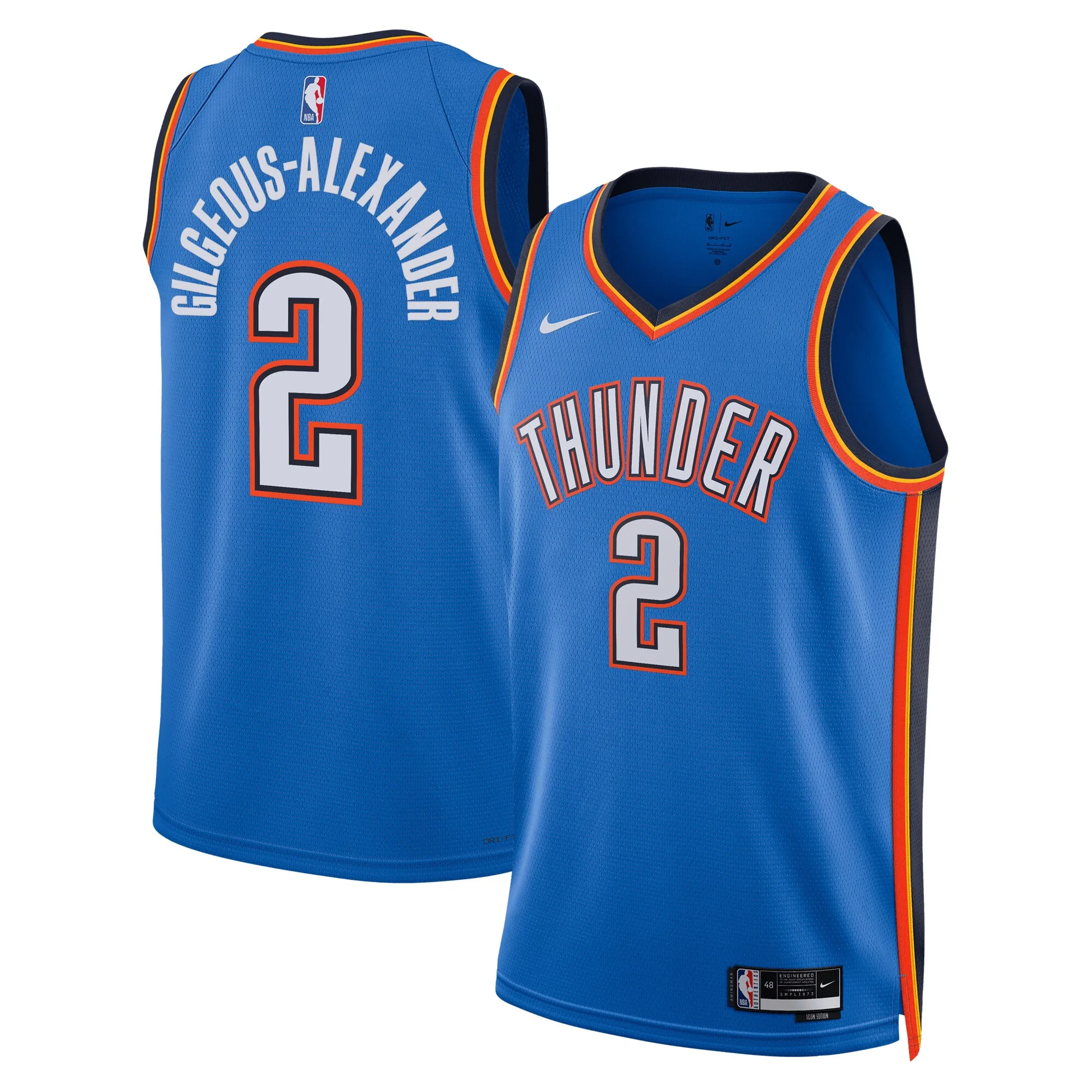Shai Gilgeous-Alexander Oklahoma City Thunder Nike Unisex Badge Swingman Replica Jersey - Icon Edition - Blue