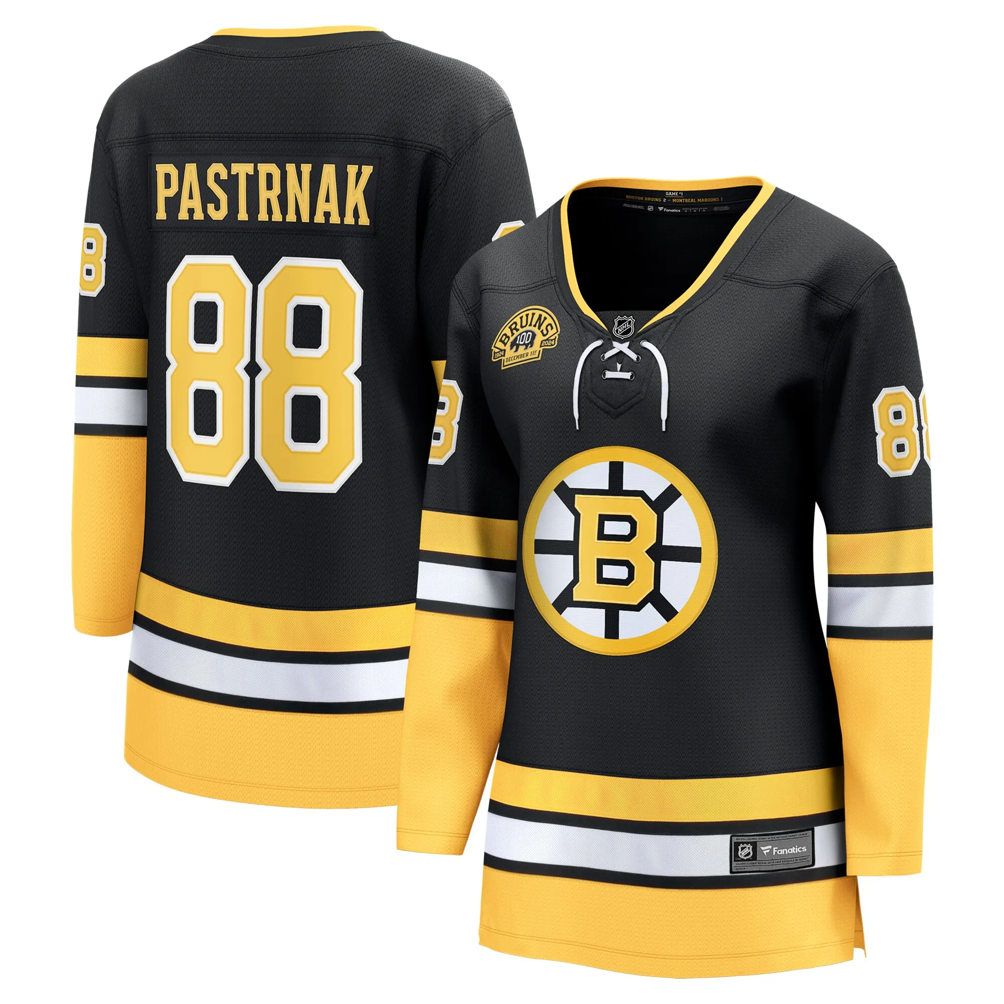 David Pastrnak Boston Bruins Fanatics Women's 100th Anniversary Premier Breakaway Player Jersey - Black