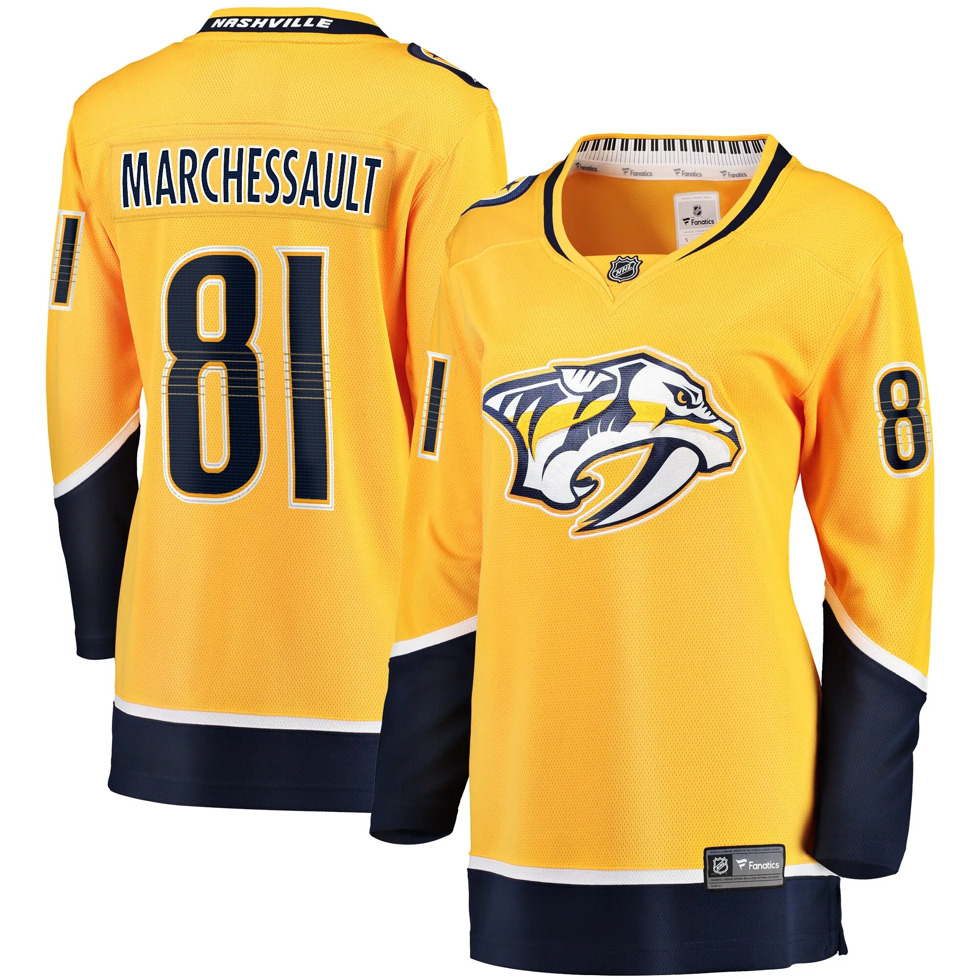 Jonathan Marchessault Nashville Predators Fanatics Women's Home Premier Breakaway Player Jersey - Gold