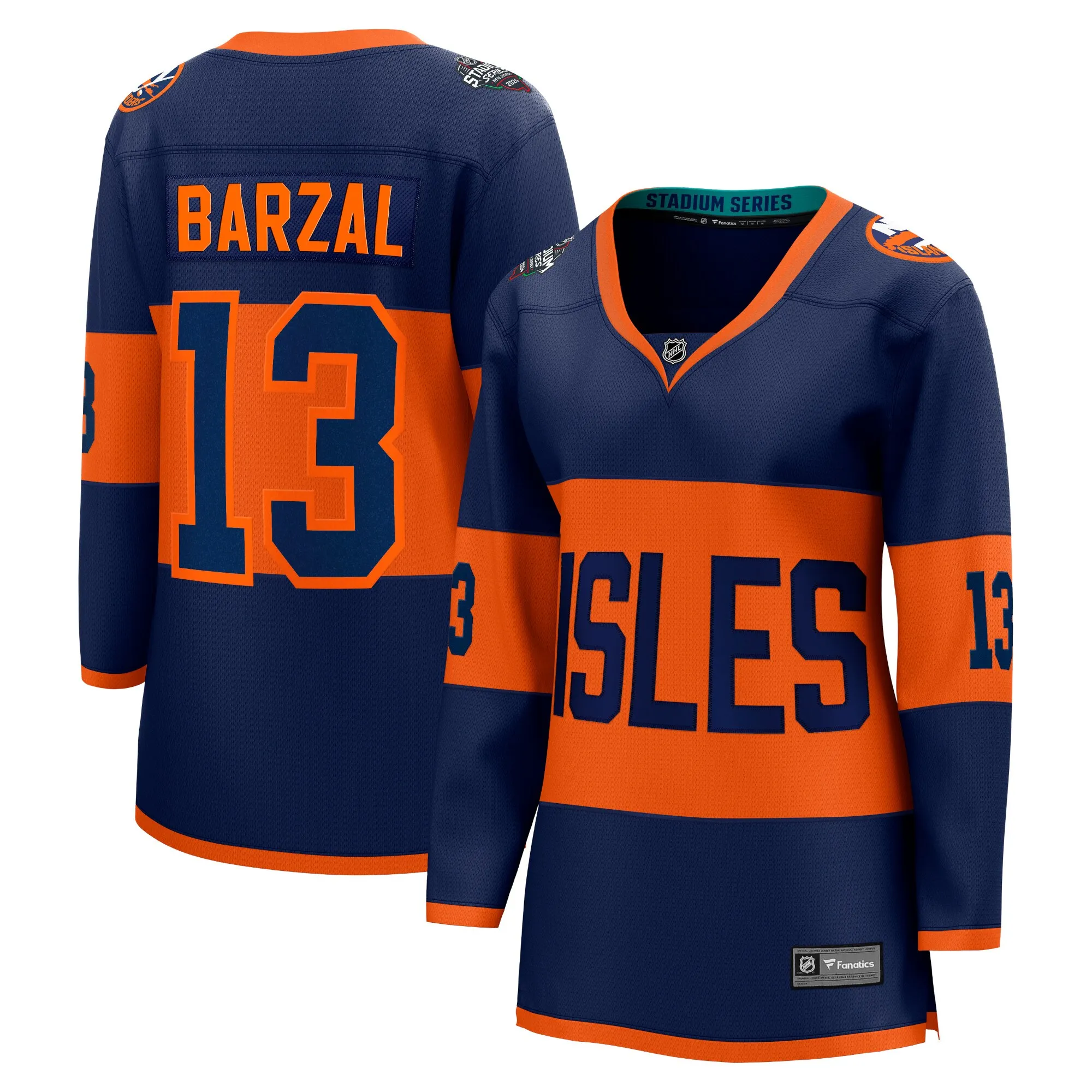 Mathew Barzal New York Islanders Fanatics Women's 2024 NHL Stadium Series Breakaway Player Jersey – Navy