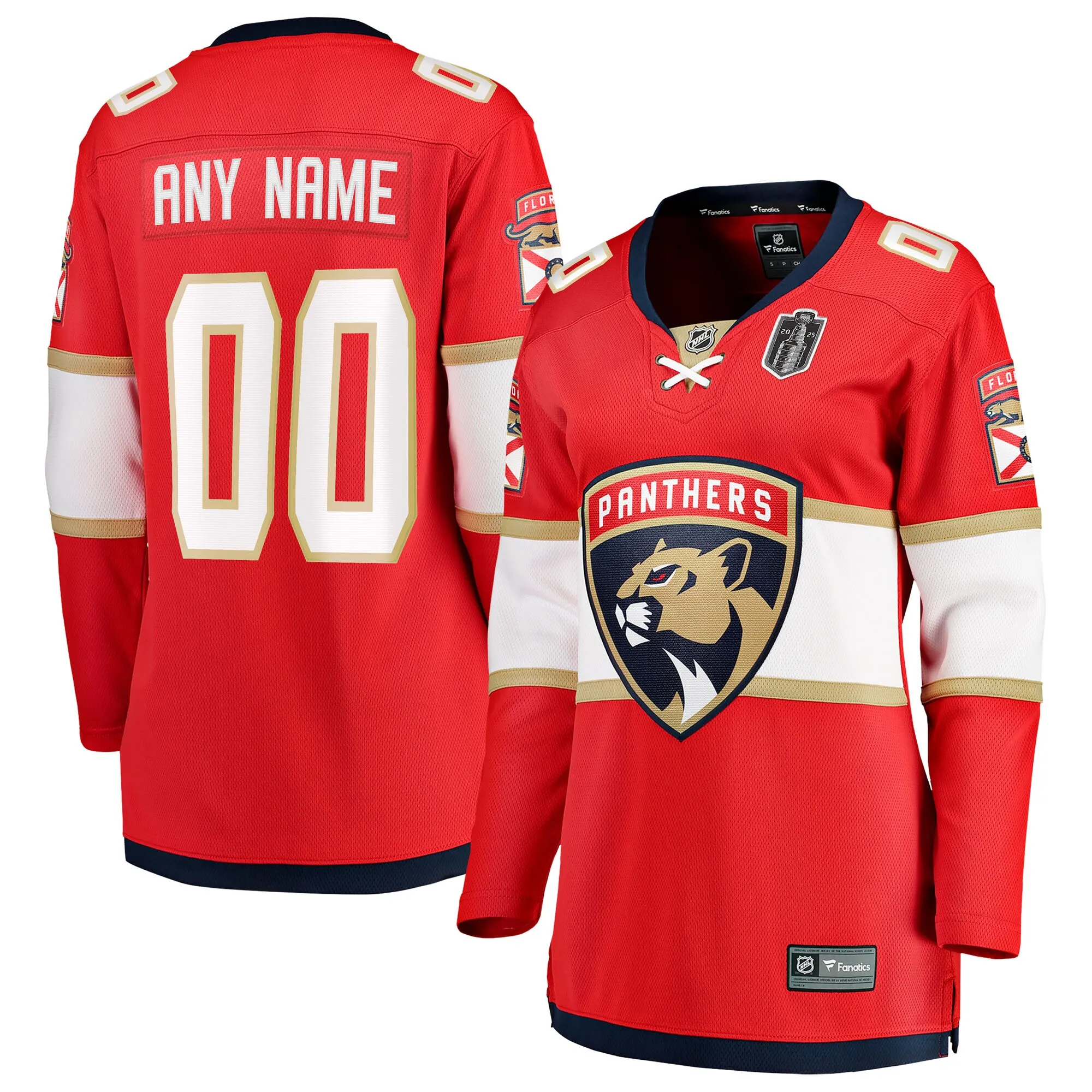 Florida Panthers Fanatics Women's 2025 Stanley Cup Final Home Breakaway Custom Jersey - Red