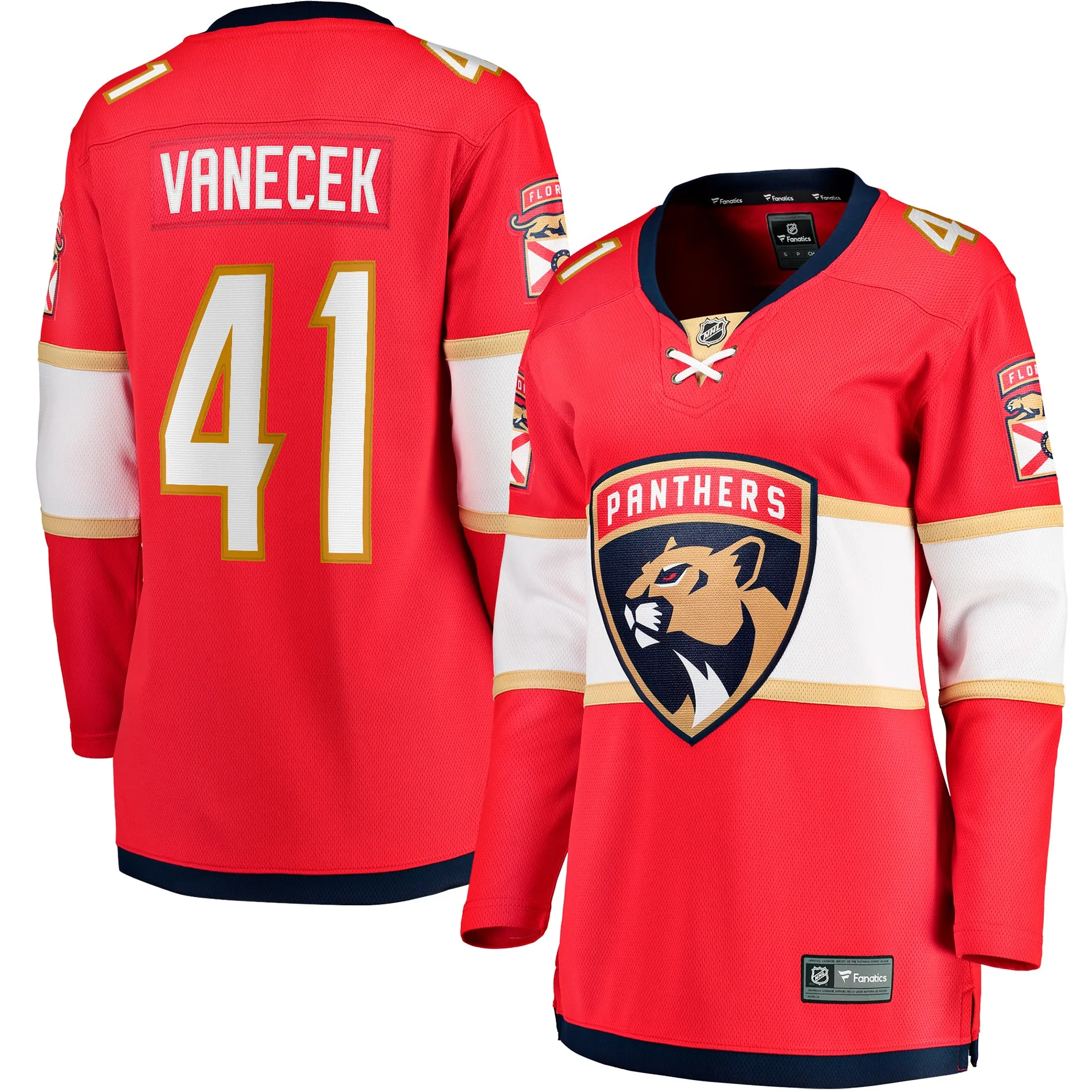 Vitek Vanecek Florida Panthers Fanatics Women's Home Breakaway Player Jersey - Red
