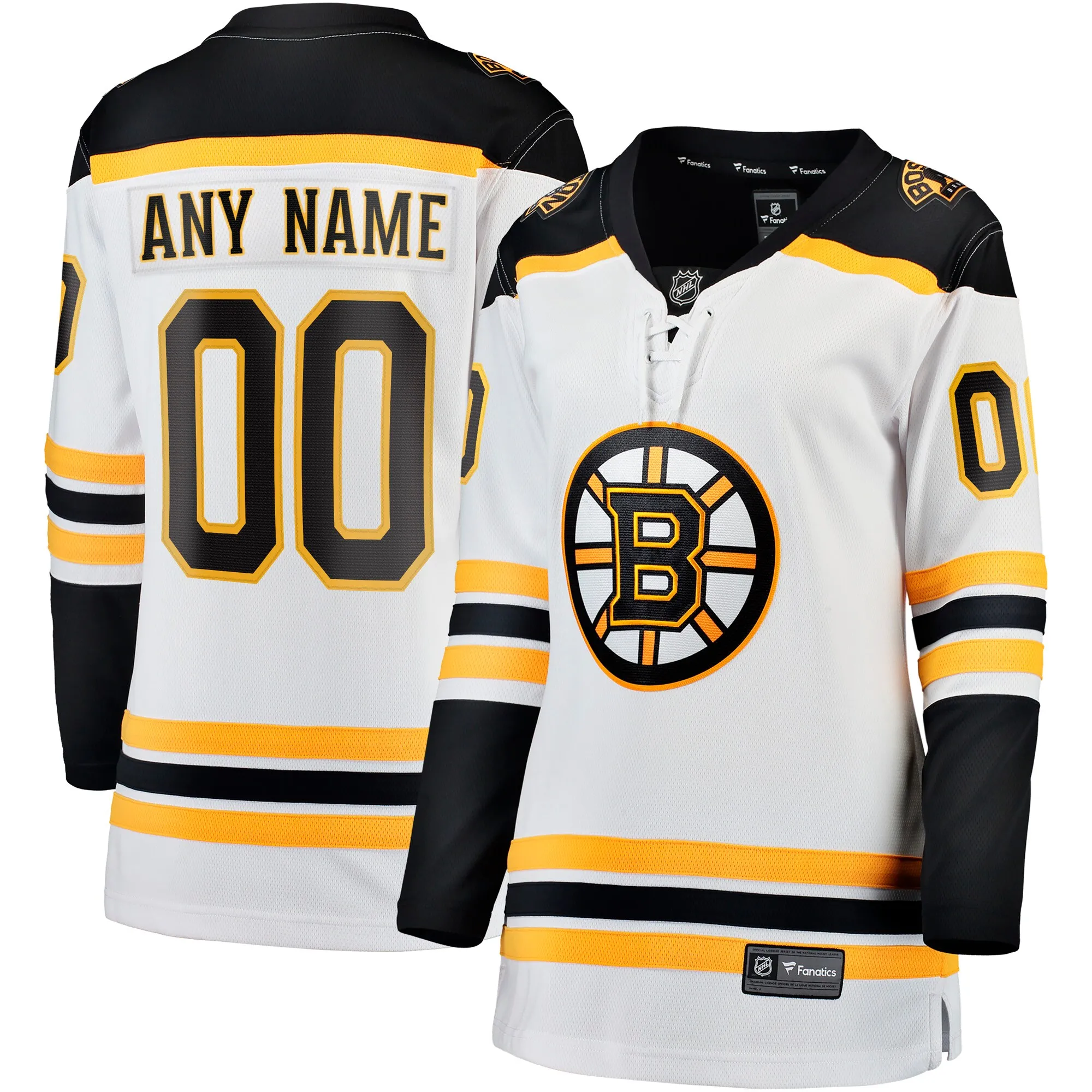 Boston Bruins Fanatics Women's Away Breakaway Custom Jersey - White