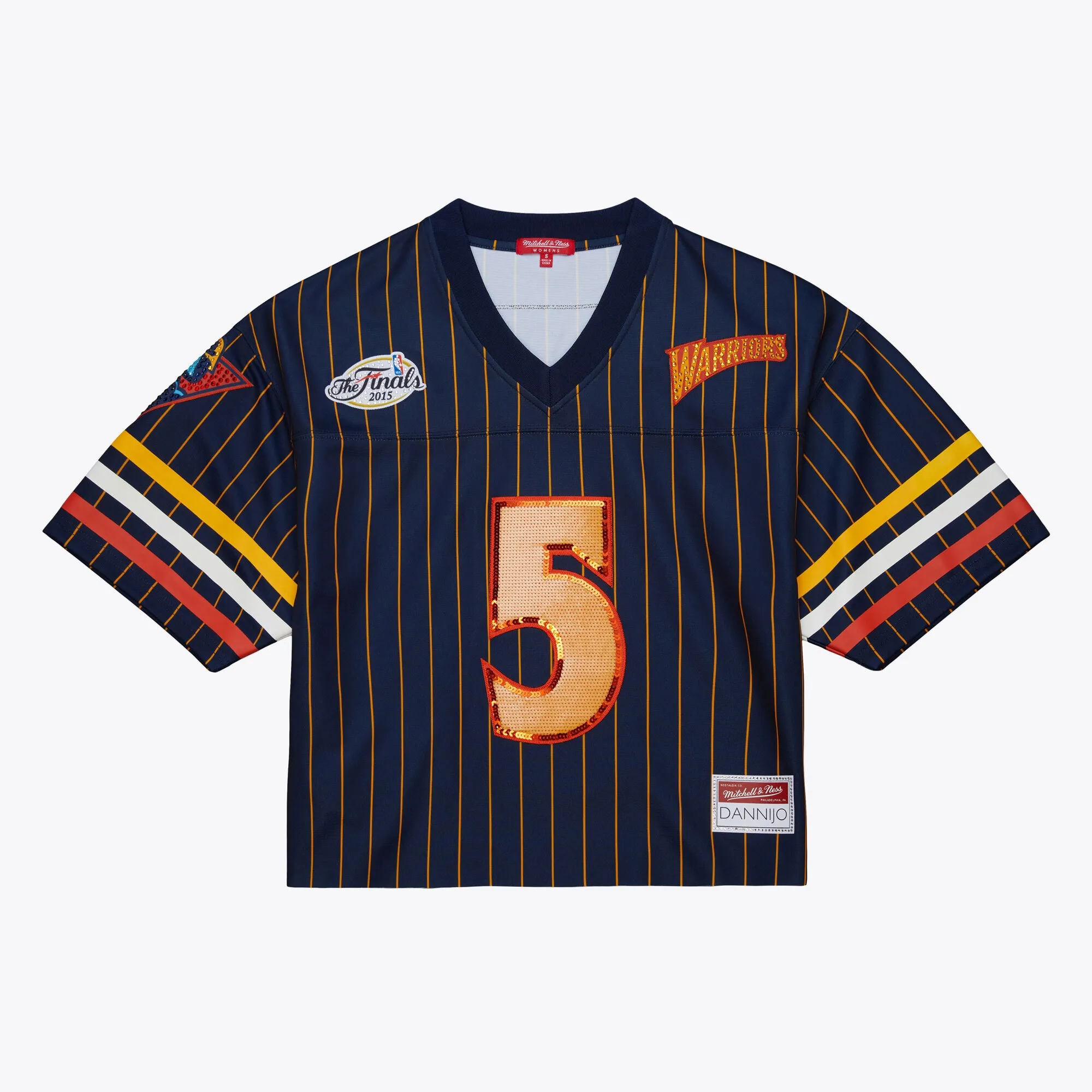 Baron Davis Golden State Warriors Mitchell & Ness x DANNIJO Women's Cropped Football Fashion Jersey - Navy