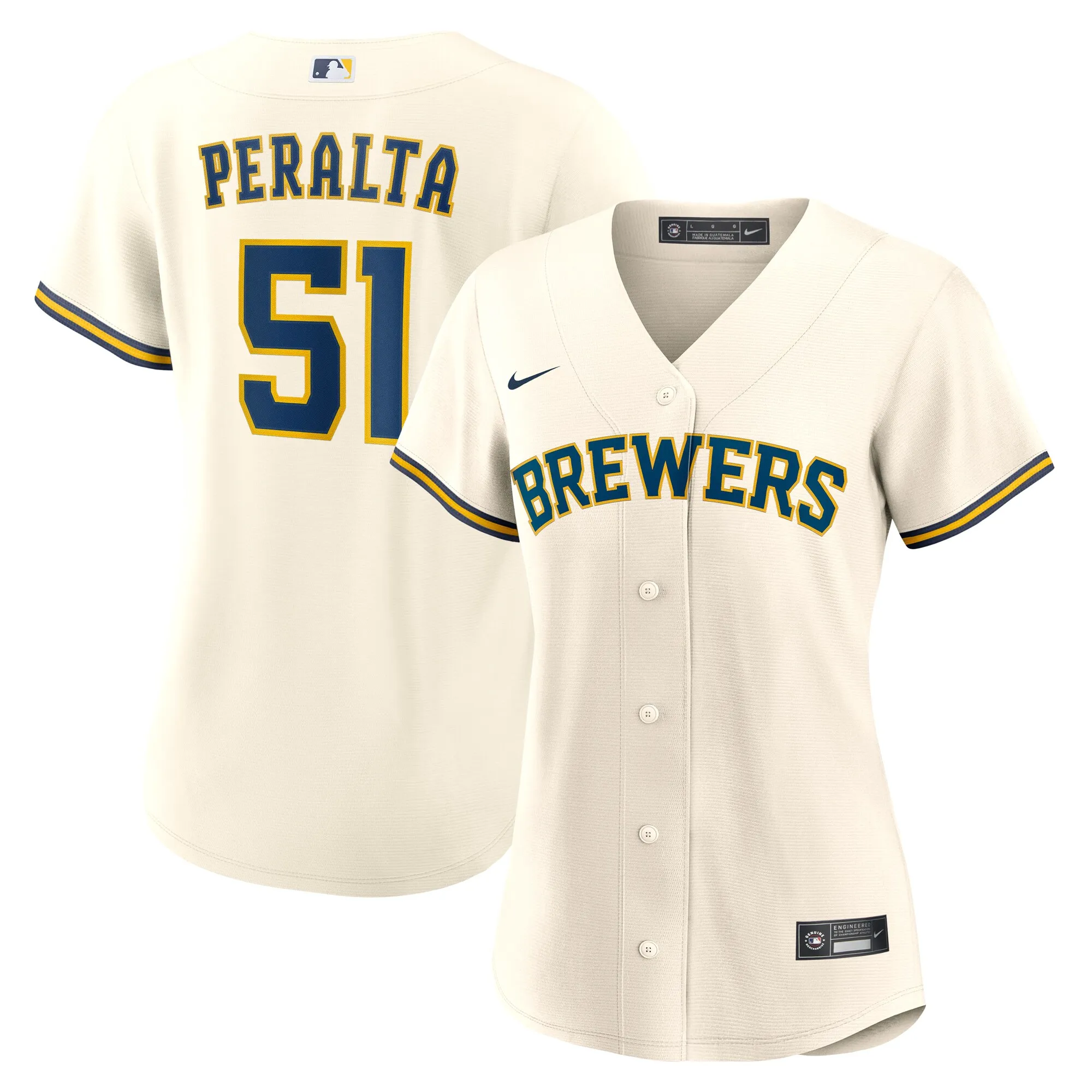Freddy Peralta Milwaukee Brewers Nike Women's Home Replica Jersey - Cream
