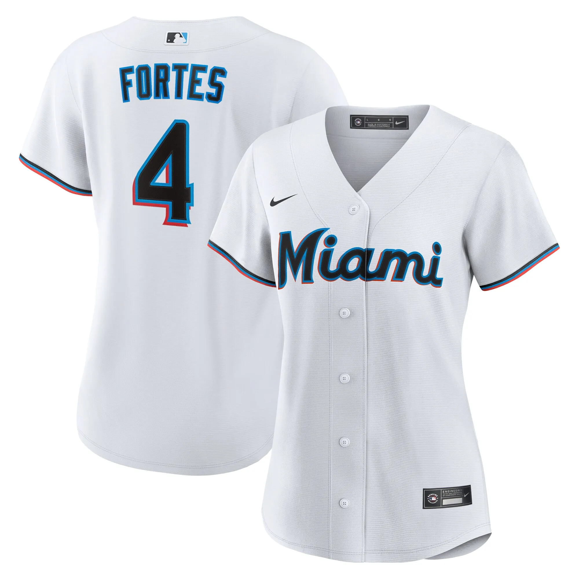 Nick Fortes Miami Marlins Nike Women's Home Replica Jersey - White