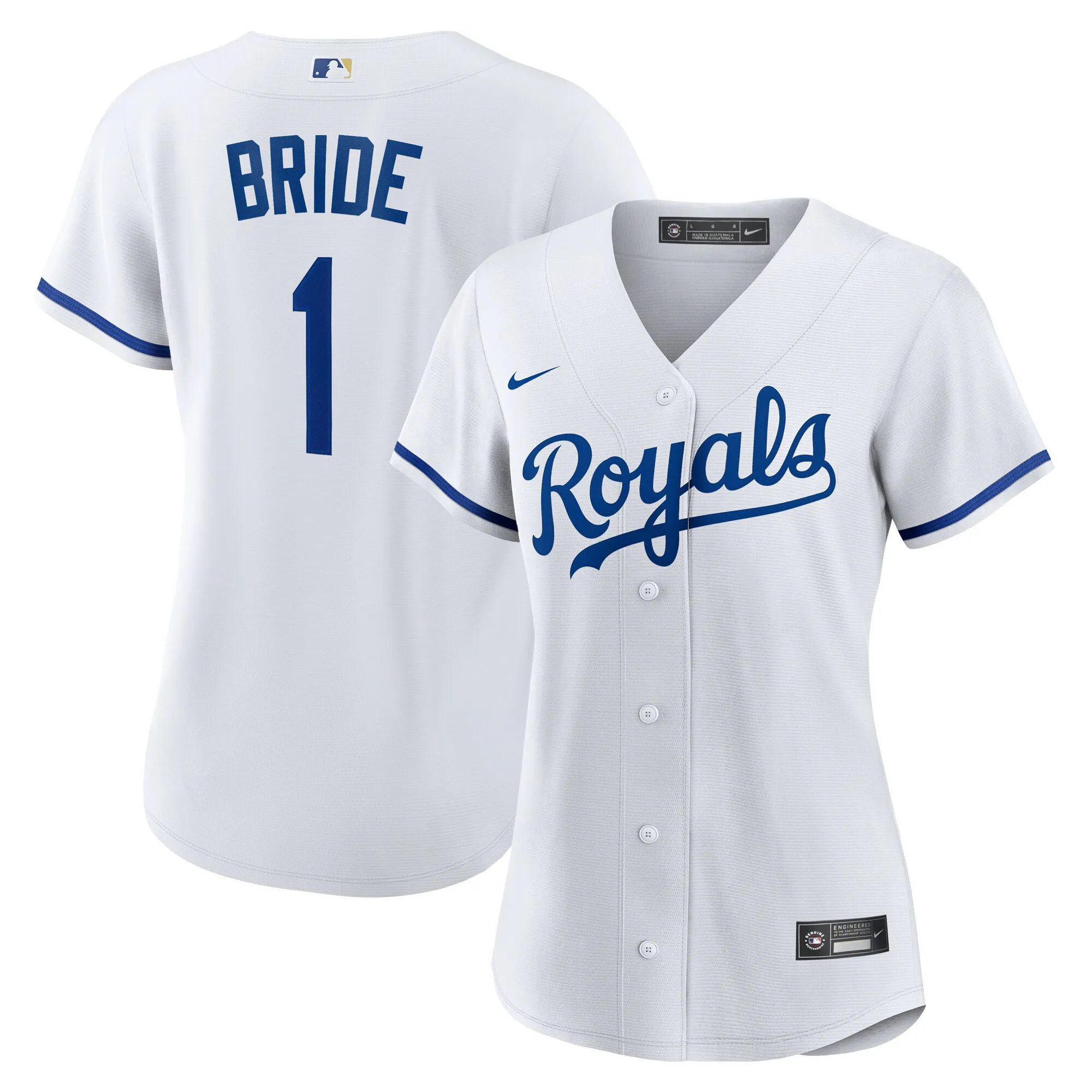Kansas City Royals Nike Women's #1 Bride Home Replica Jersey - White