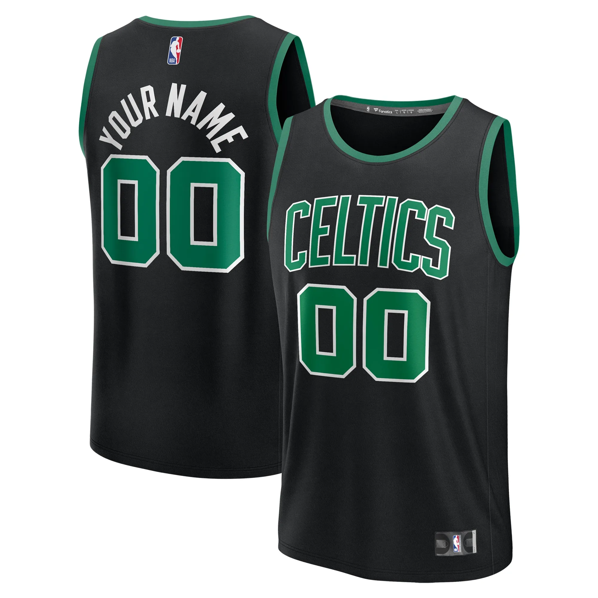 Boston Celtics Fanatics Youth Fast Break Custom Replica Jersey - Black  - Statement Edition