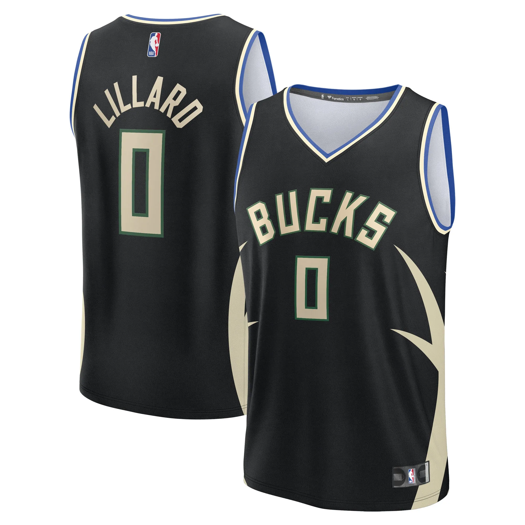 Damian Lillard Milwaukee Bucks Fanatics Youth Fast Break Replica Player Jersey - Statement Edition - Black