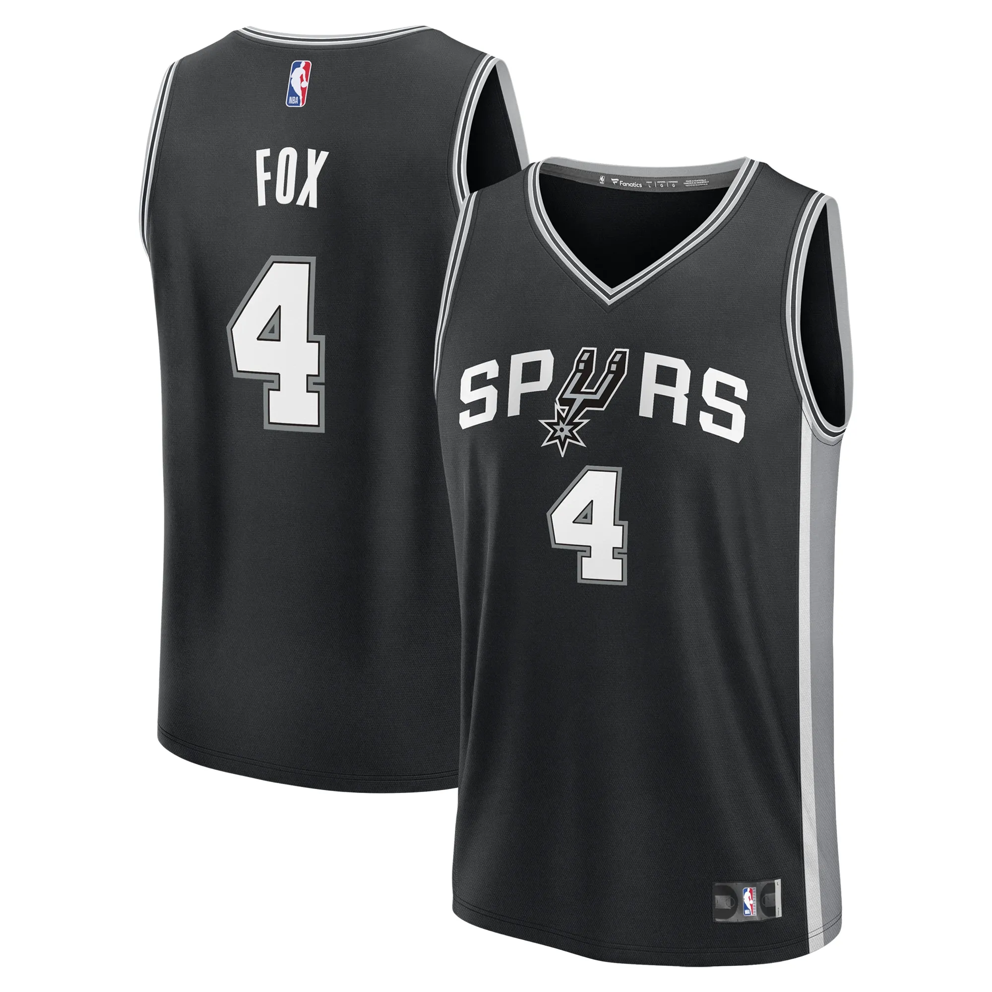 De'Aaron Fox San Antonio Spurs Fanatics Youth Fast Break Replica Player Jersey - Icon Edition - Black