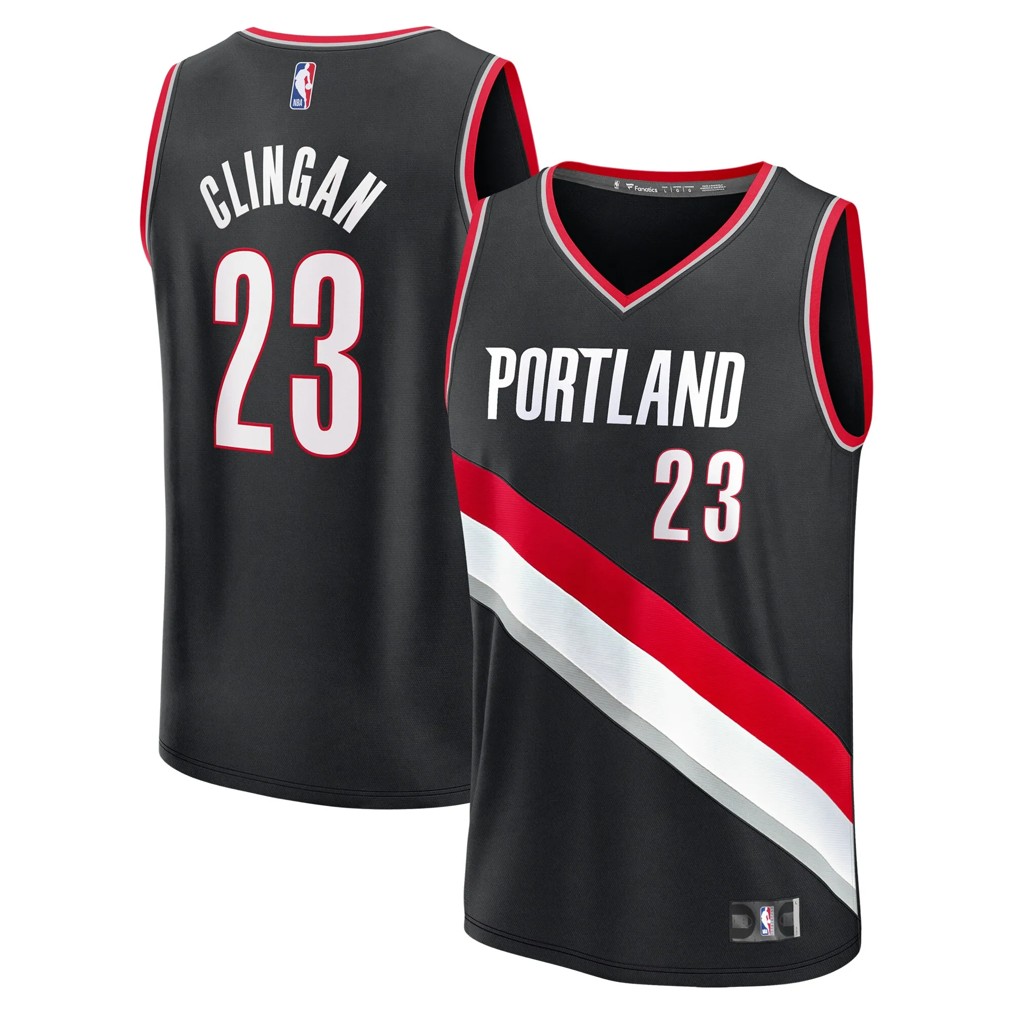Donovan Clingan Portland Trail Blazers Fanatics Youth 2024 NBA Draft Fast Break Player Jersey - Icon Edition - Black