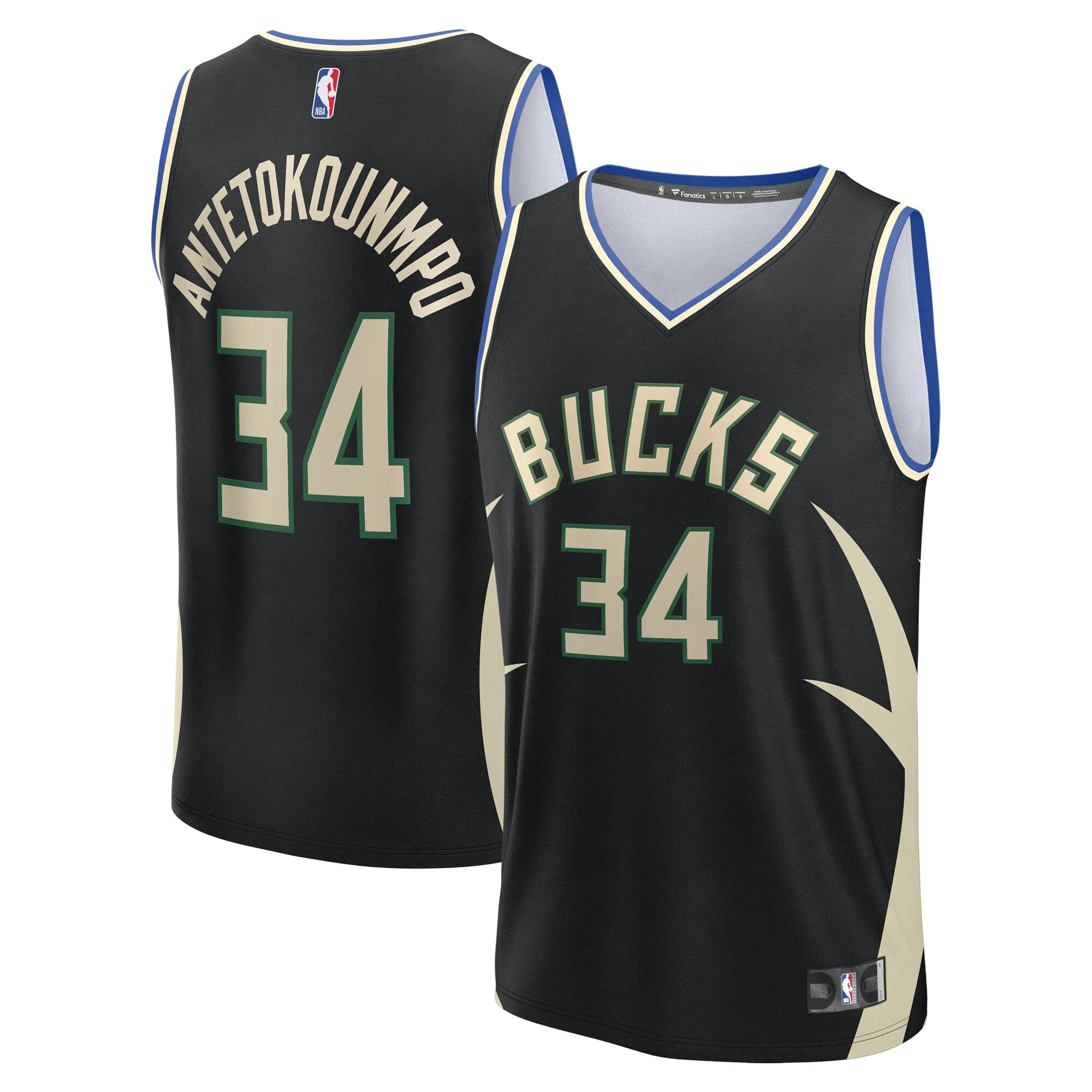 Giannis Antetokounmpo Milwaukee Bucks Fanatics Youth Fast Break Replica Player Jersey - Statement Edition - Black
