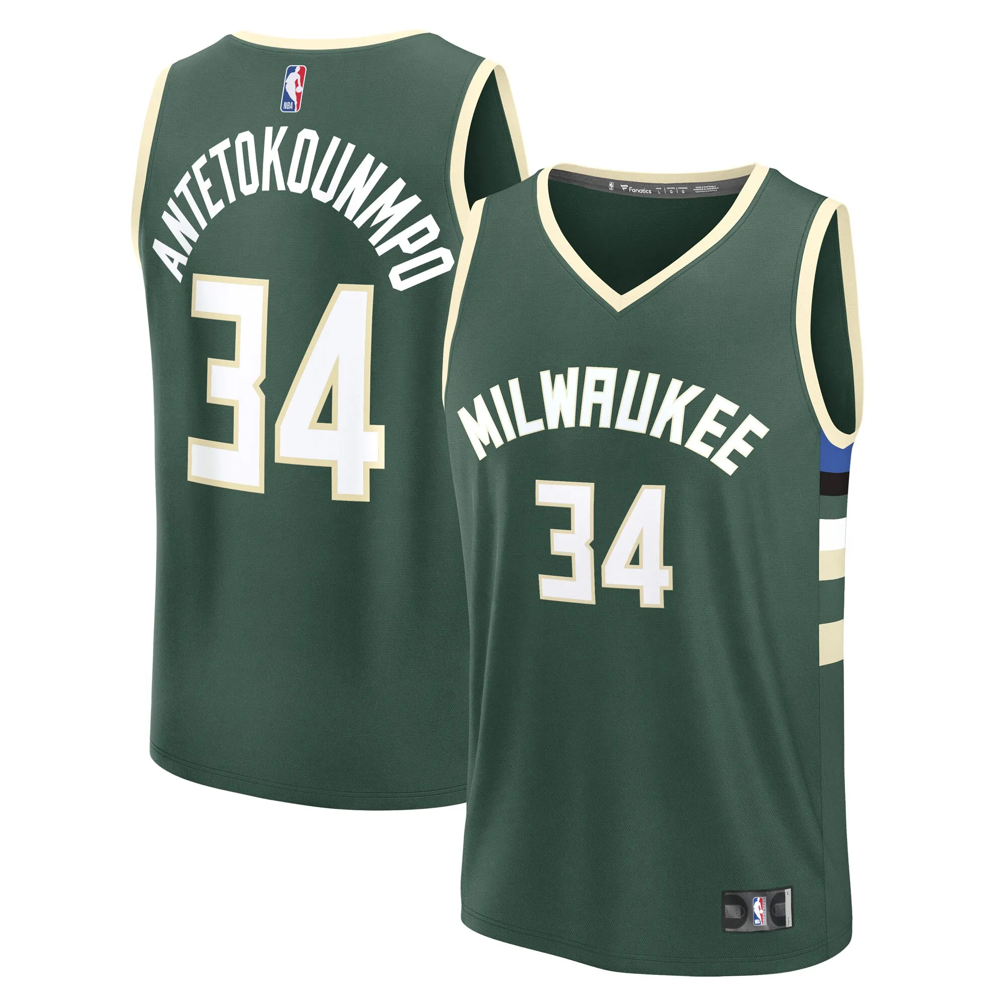 Giannis Antetokounmpo Milwaukee Bucks Fanatics Youth Fast Break Replica Player Jersey - Icon Edition - Hunter Green