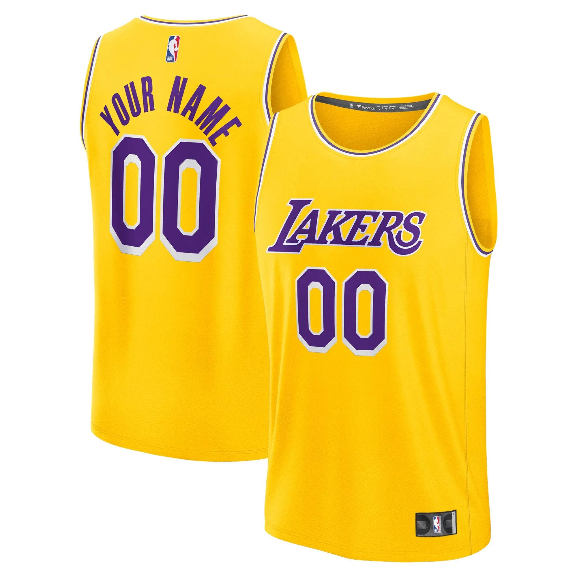 Los Angeles Lakers Fanatics Youth Custom Fastbreak Jersey - Icon - Gold