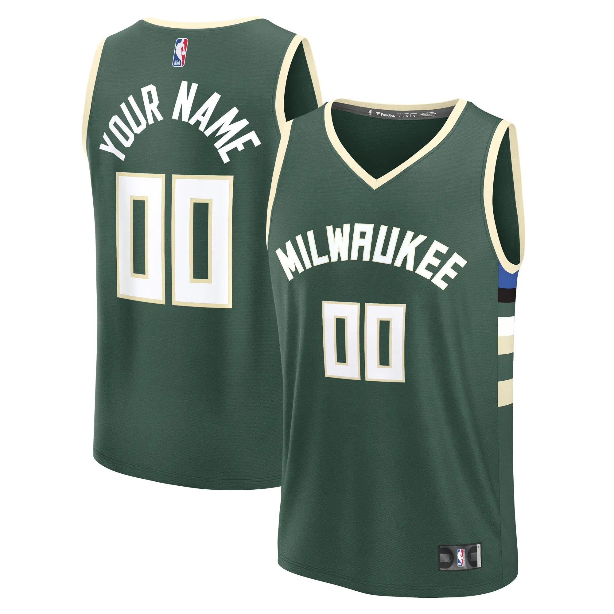 Milwaukee Bucks Fanatics Youth Fast Break Custom Replica Jersey - Green  - Icon Edition