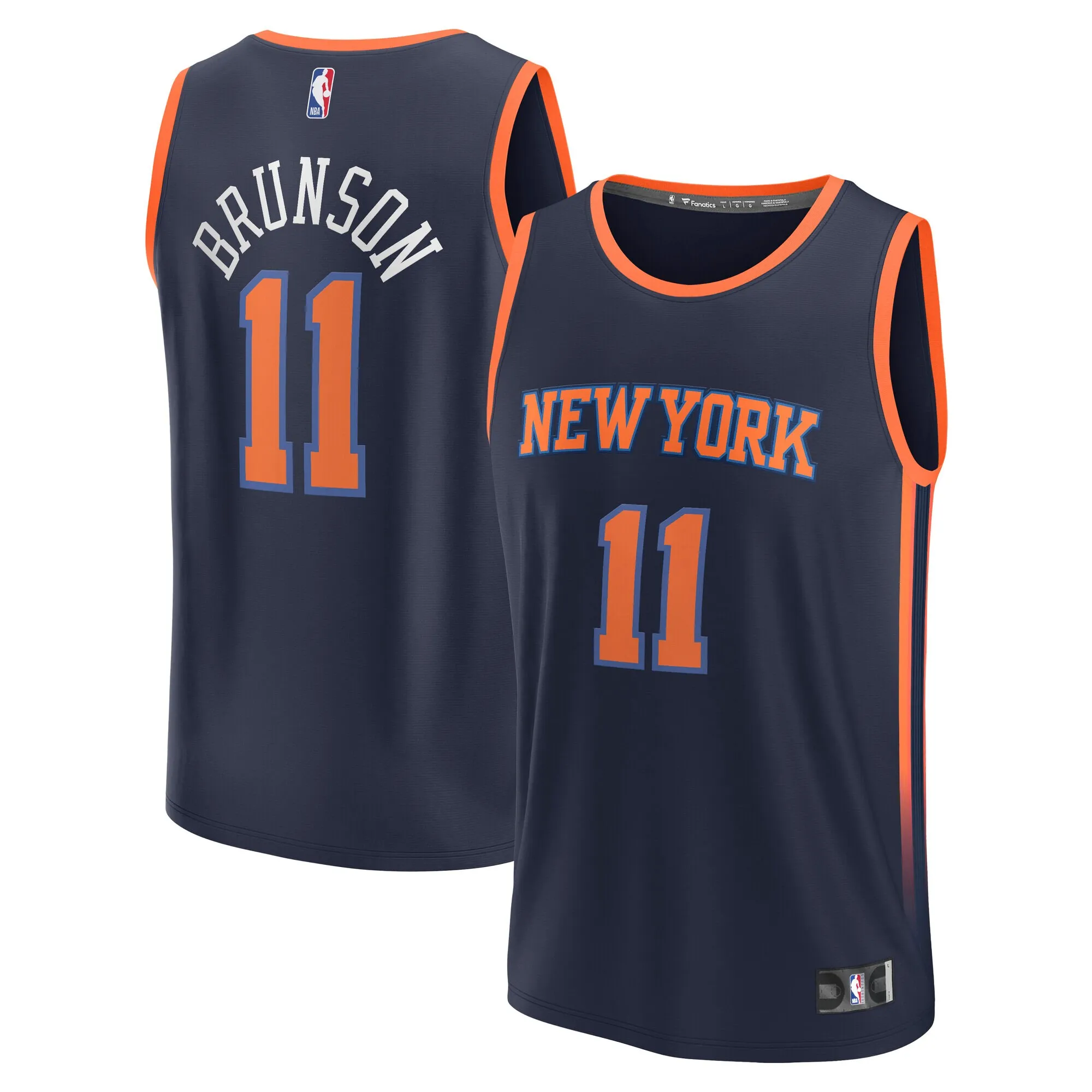 Jalen Brunson New York Knicks Fanatics Youth Fast Break Replica Player Jersey - Statement Edition - Navy