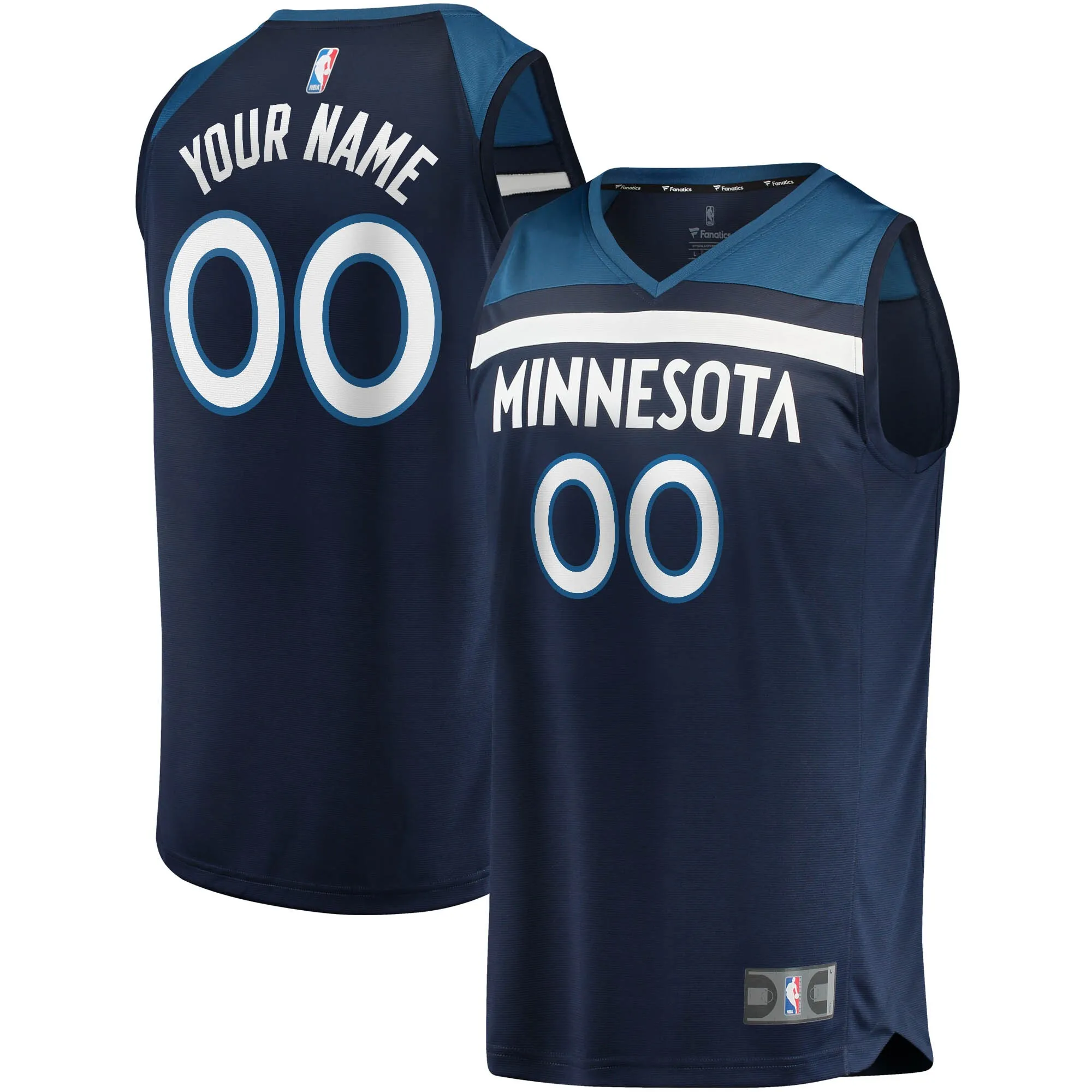 Minnesota Timberwolves Fanatics Youth Fast Break Custom Replica Jersey Navy - Icon Edition