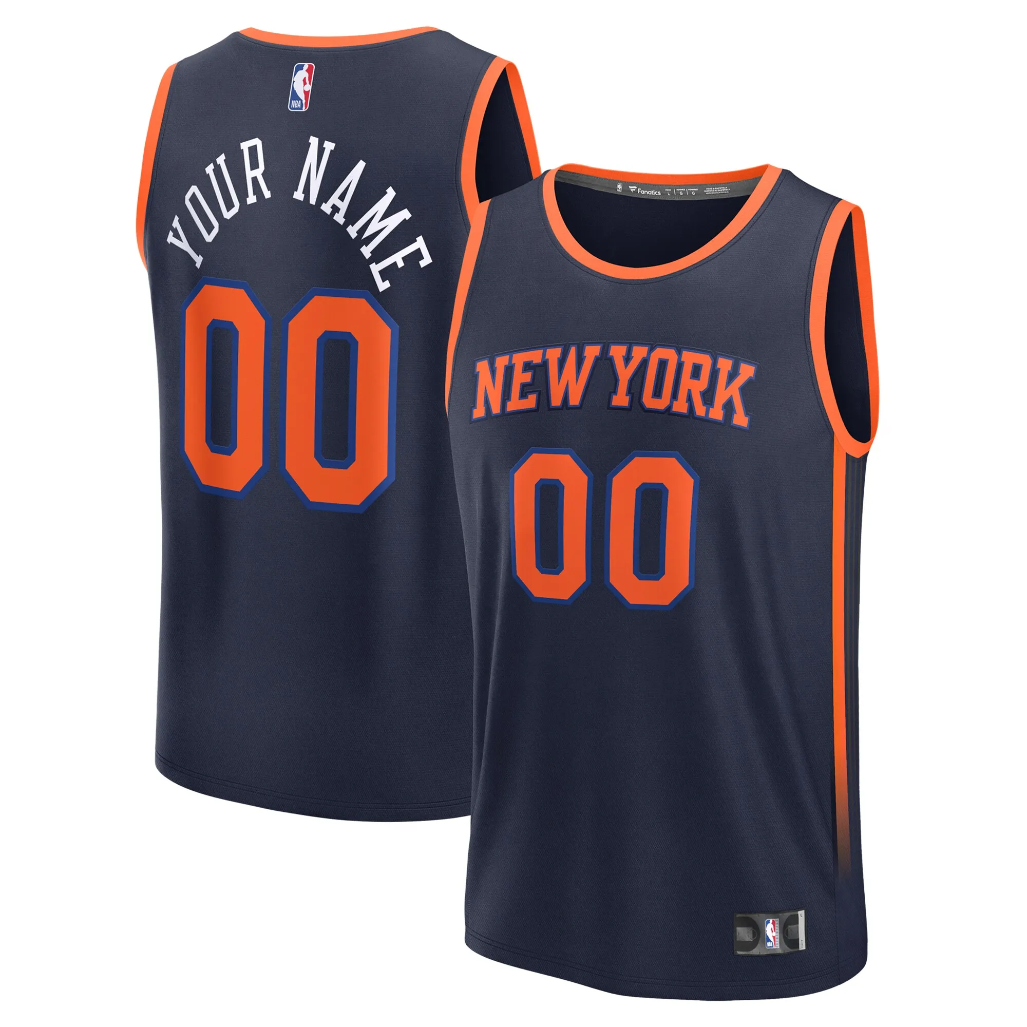 New York Knicks Fanatics Youth Fast Break Custom Replica Jersey - Navy  - Statement Edition