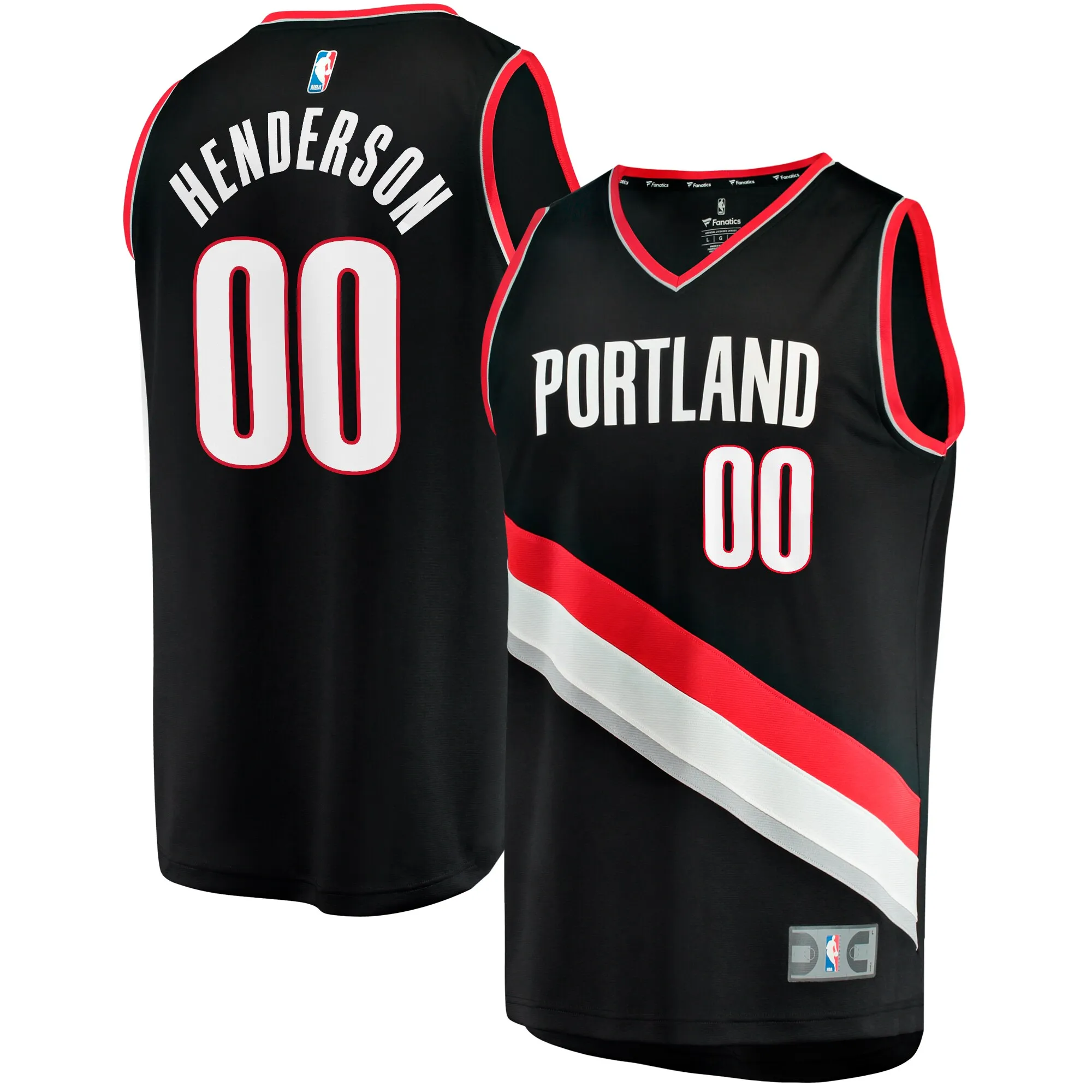 Scoot Henderson Portland Trail Blazers Fanatics Youth  Fast Break Replica Jersey - Icon Edition - Black