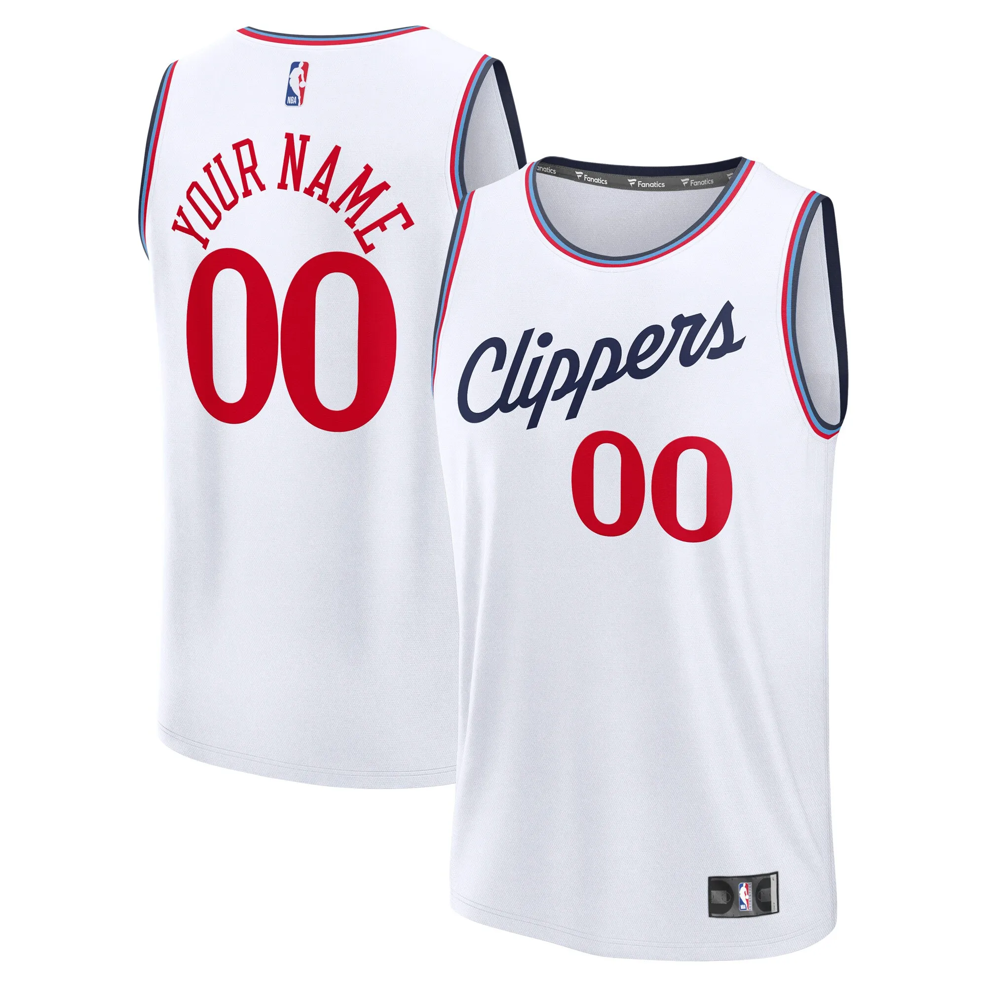 LA Clippers Fanatics Youth Fast Break Custom Replica Jersey - White  - Association Edition