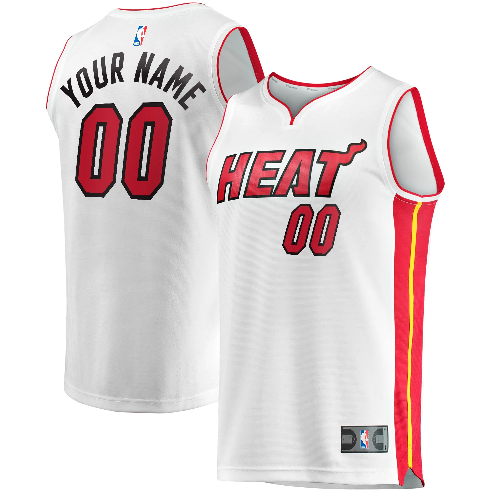 Miami Heat Fanatics Youth Fast Break Custom Replica Jersey - White  - Association Edition