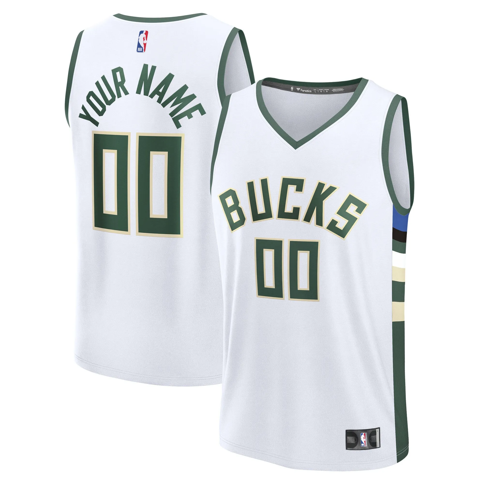 Milwaukee Bucks Fanatics Youth Fast Break Custom Replica Jersey - White  - Association Edition