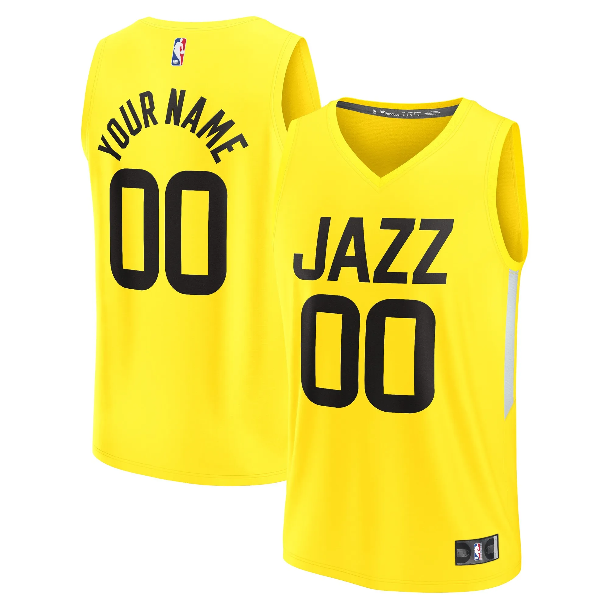 Utah Jazz Fanatics Youth Fast Break Replica Custom Jersey - Icon Edition - Yellow
