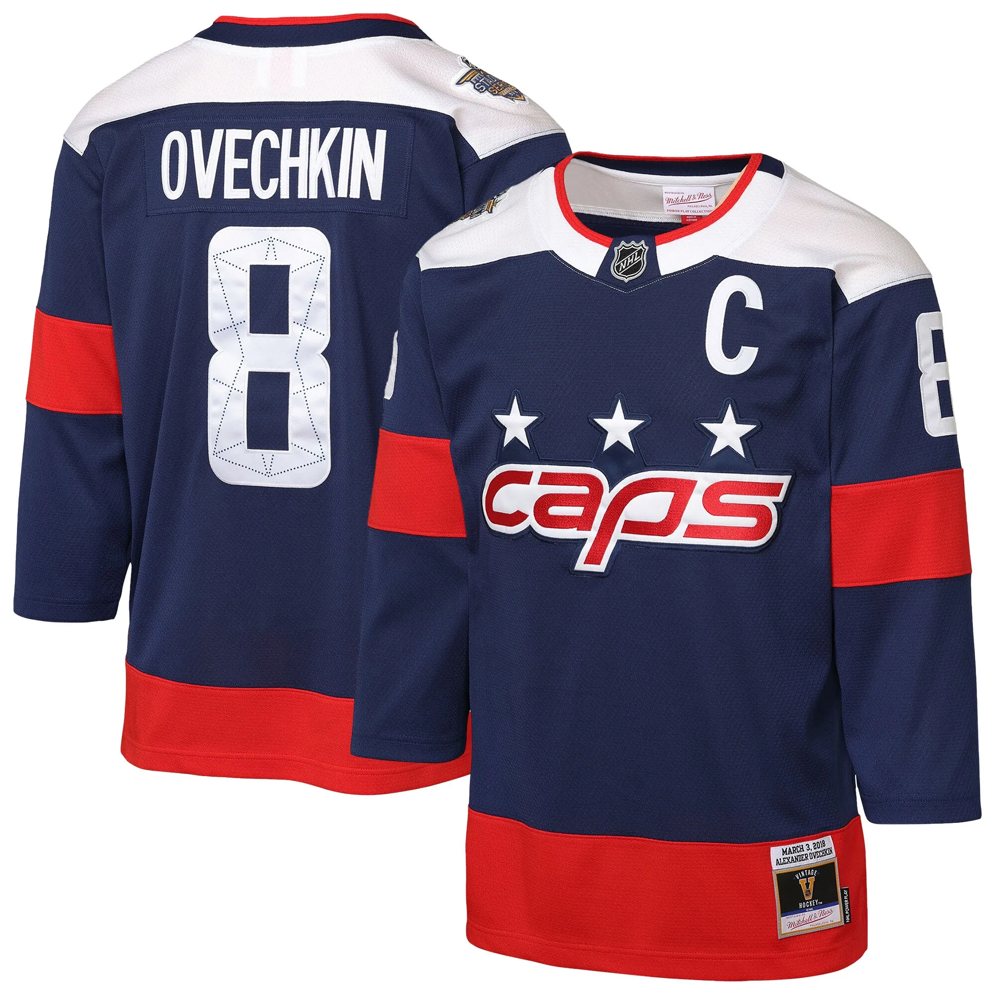 Alexander Ovechkin Washington Capitals Mitchell & Ness Youth 2018 NHL Stadium Series Power Play 2.0 Player Jersey - Navy
