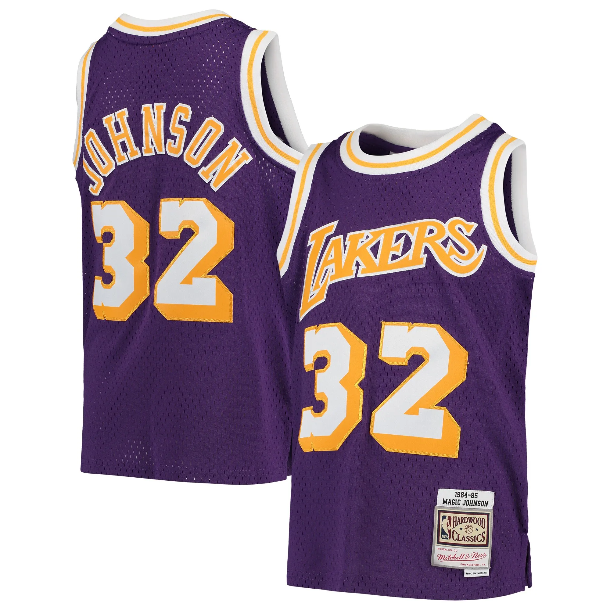 Magic Johnson Los Angeles Lakers Mitchell & Ness Youth 1984-85 Hardwood Classics Swingman Throwback Jersey - Purple