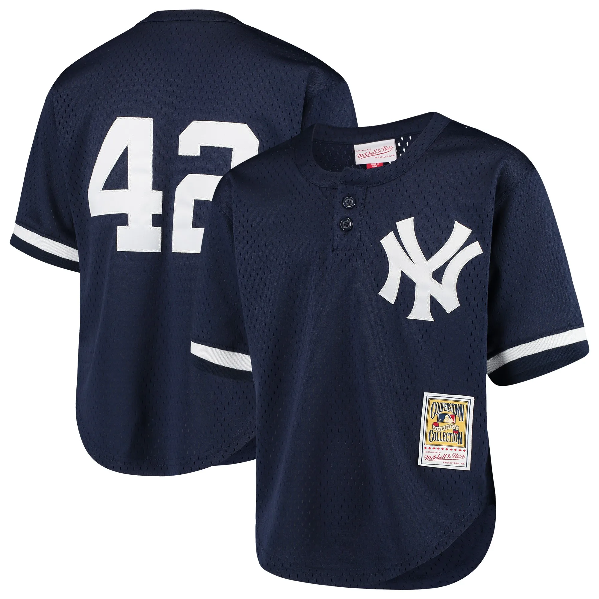 Mariano Rivera New York Yankees Mitchell & Ness Youth Cooperstown Collection Mesh Batting Practice Jersey - Navy