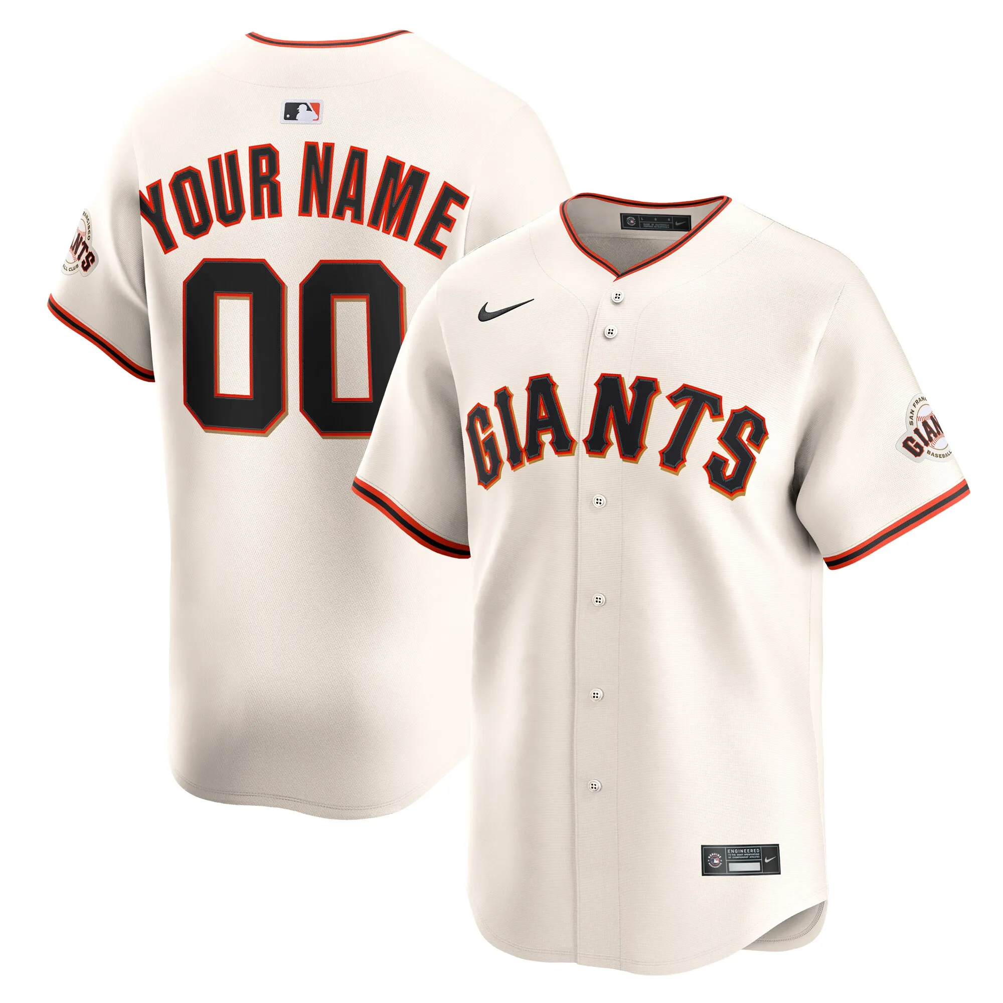 San Francisco Giants Nike Youth Home Custom Limited Jersey - Cream