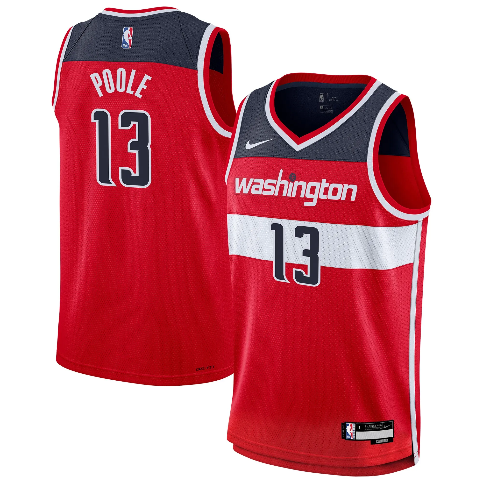 Jordan Poole Washington Wizards Nike Youth Swingman Jersey - Icon Edition - Red