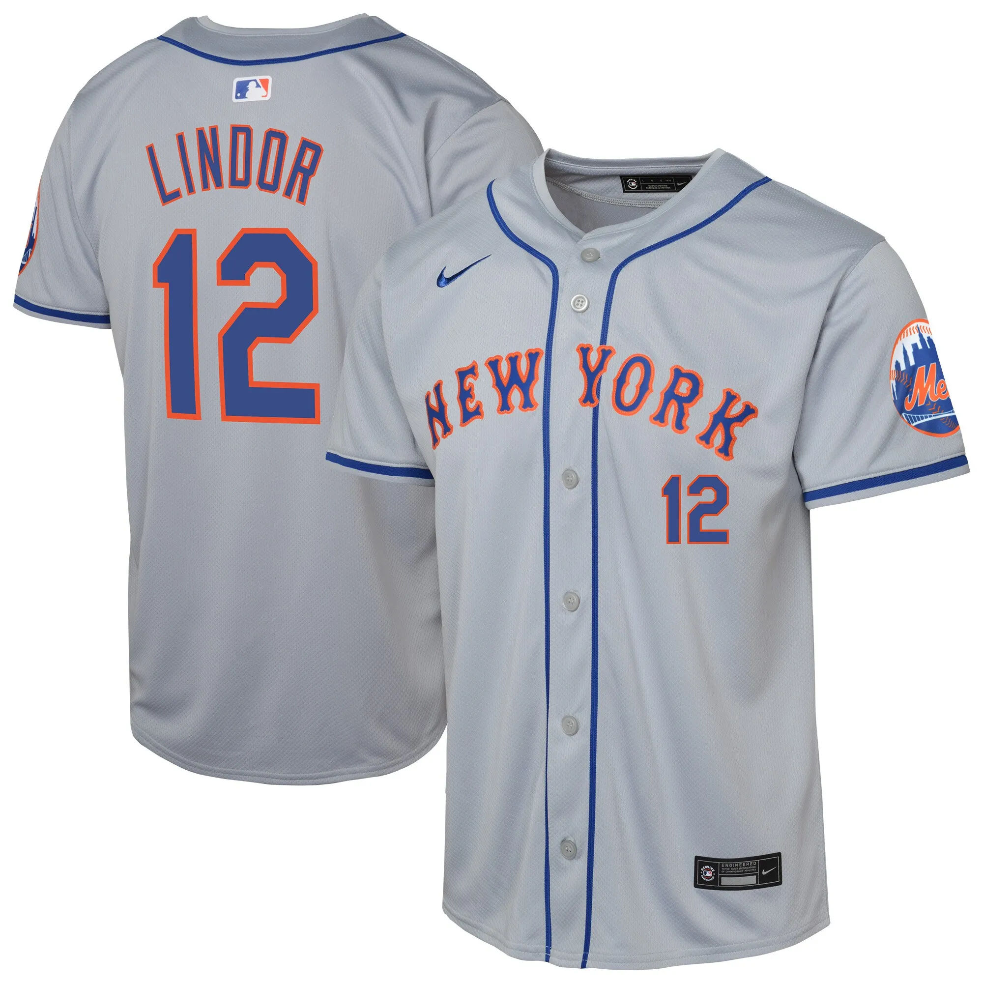 Francisco Lindor New York Mets Nike Youth Road Limited Player Jersey - Gray