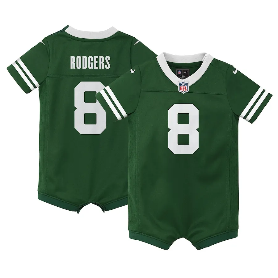 Aaron Rodgers New York Jets Nike Newborn &amp Infant Game Romper Jersey - Legacy Green